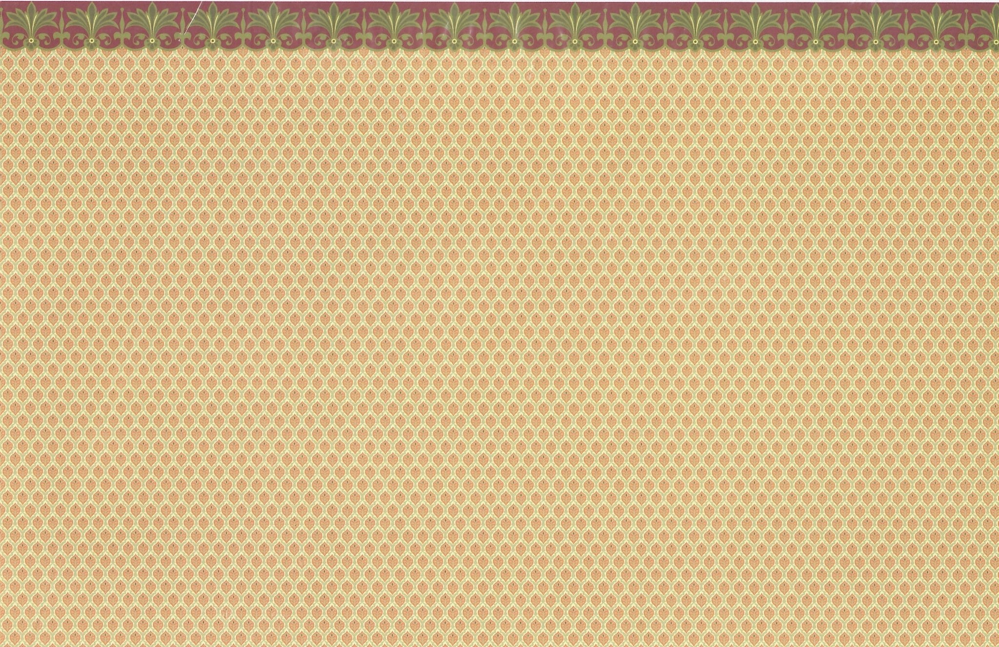 Dollhouse Miniature Wallpaper Brodnax Victorian Green Maroon "Medallion" 1:12