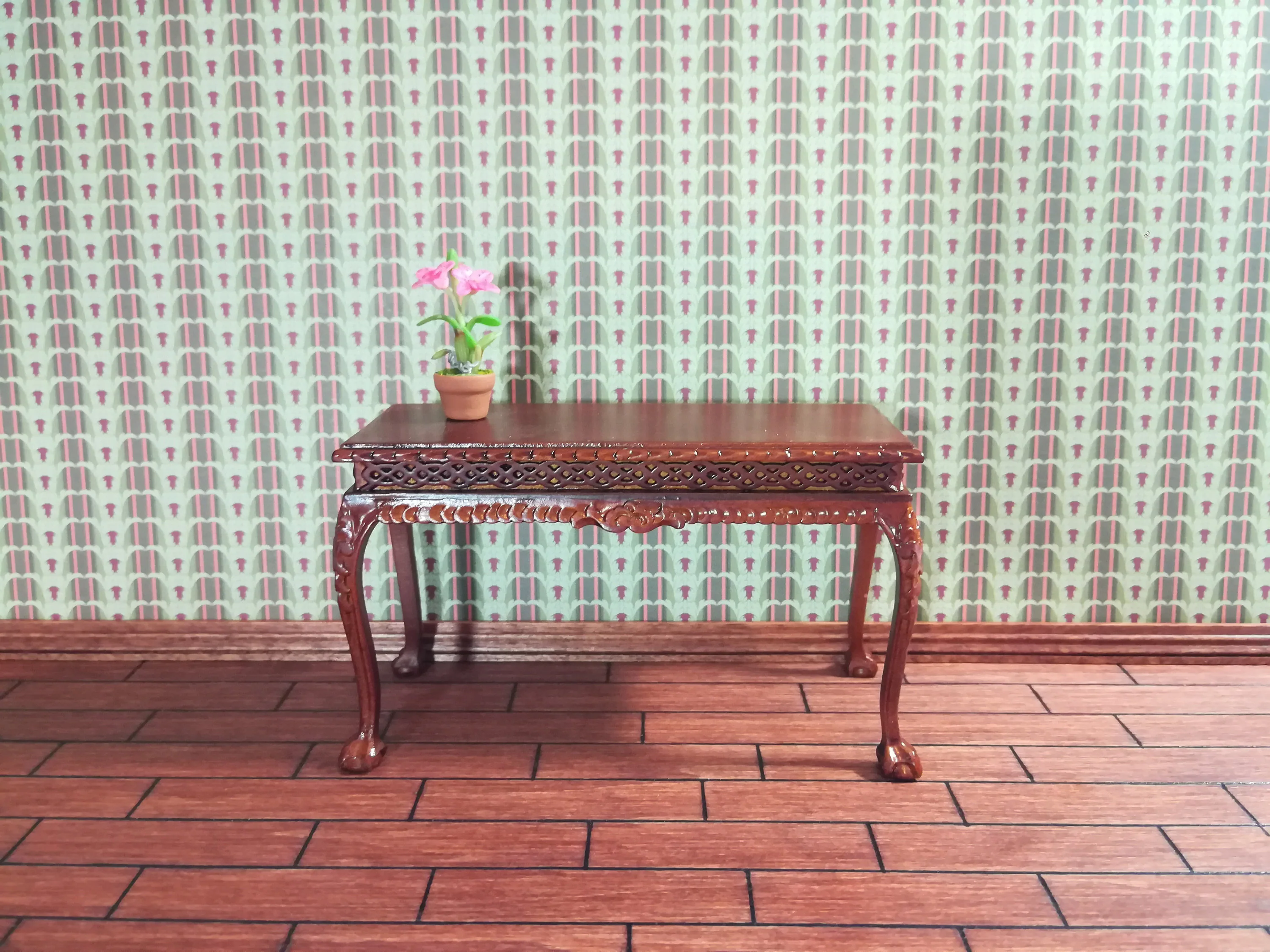 Dollhouse Miniature Wallpaper Brodnax Victorian Green & Maroon "Melrose" 1:12 Scale - Image 5
