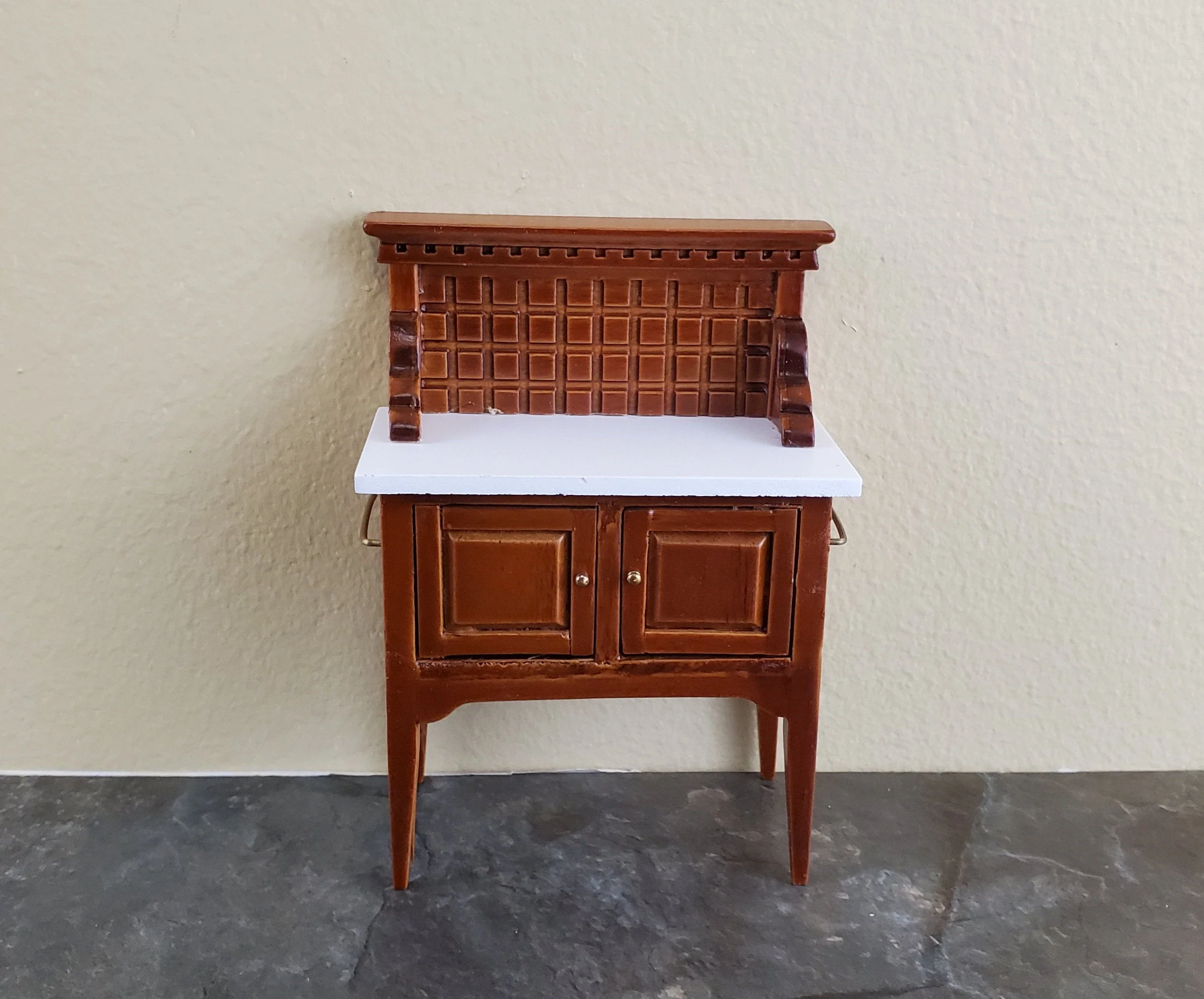 Dollhouse Miniature Wash Stand or Side Board Walnut Finish 1:12 Scale