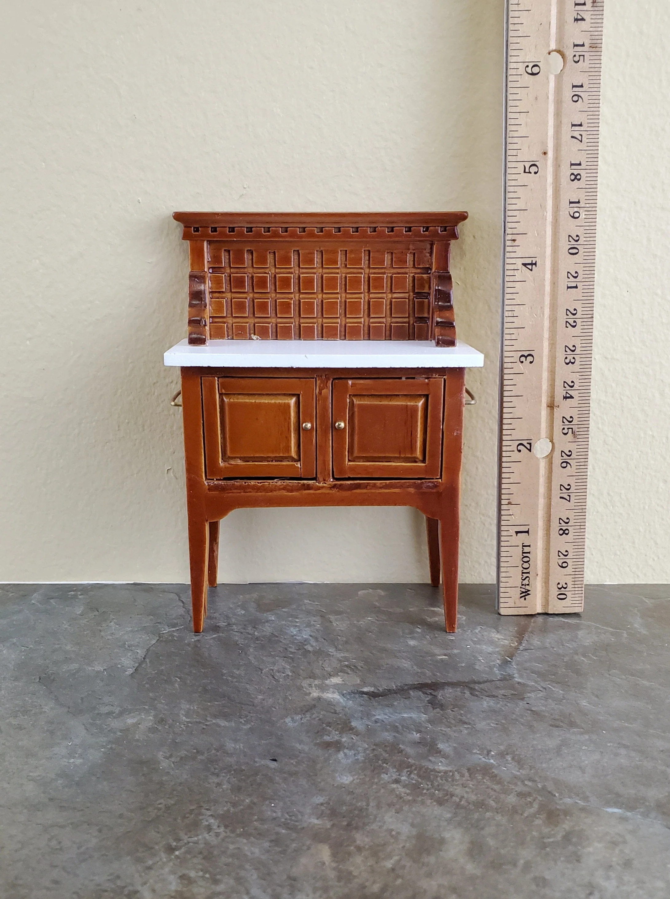 Dollhouse Miniature Wash Stand or Side Board Walnut Finish 1:12 Scale - Image 3
