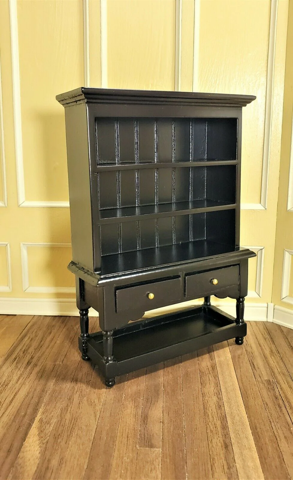 Dollhouse Miniature Welsh Kitchen Cabinet Cupboard 1:12 Scale Black Finish - Image 2