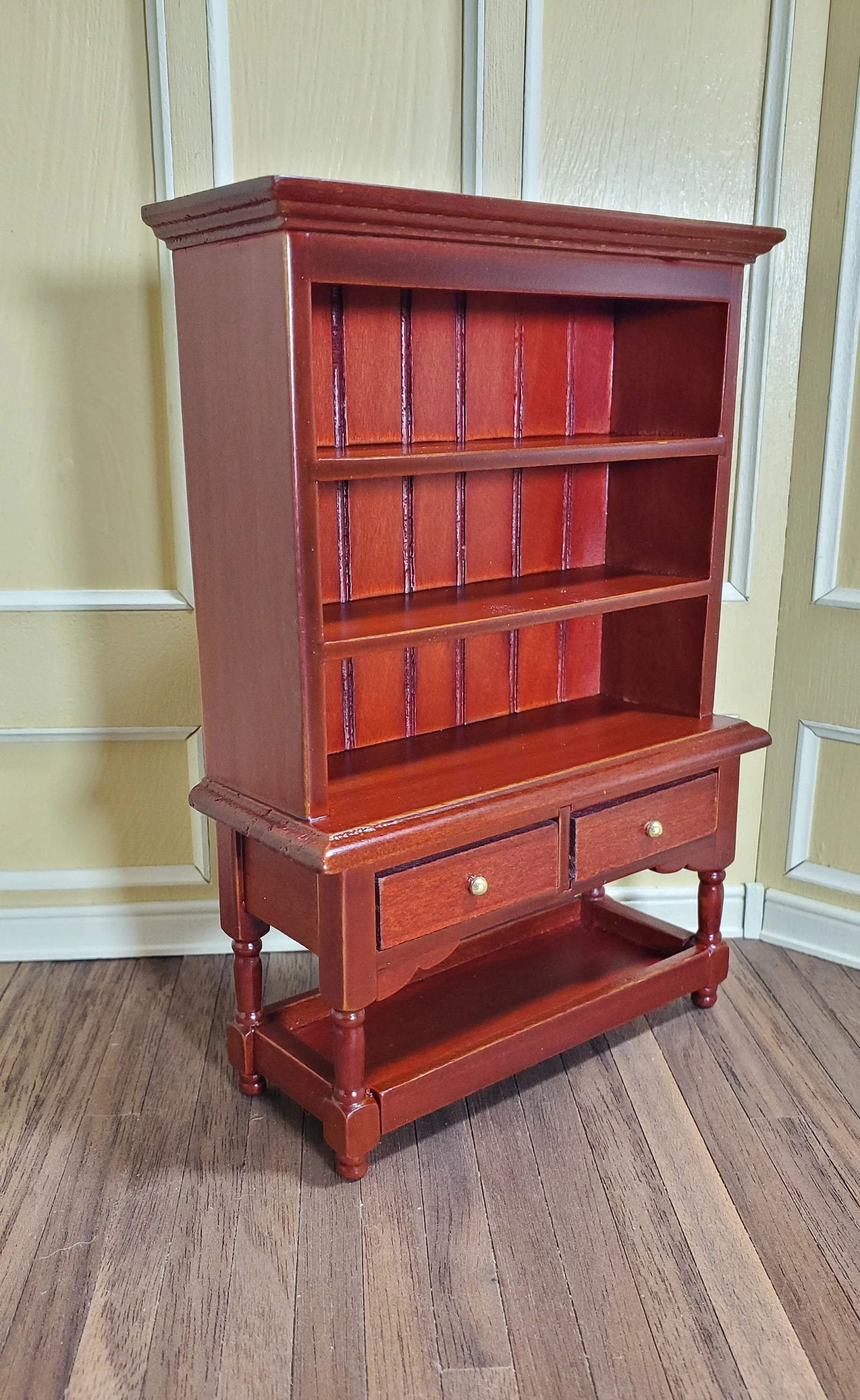 Dollhouse Miniature Welsh Kitchen Cabinet Cupboard 1:12 Scale Mahogany Finish - Image 2