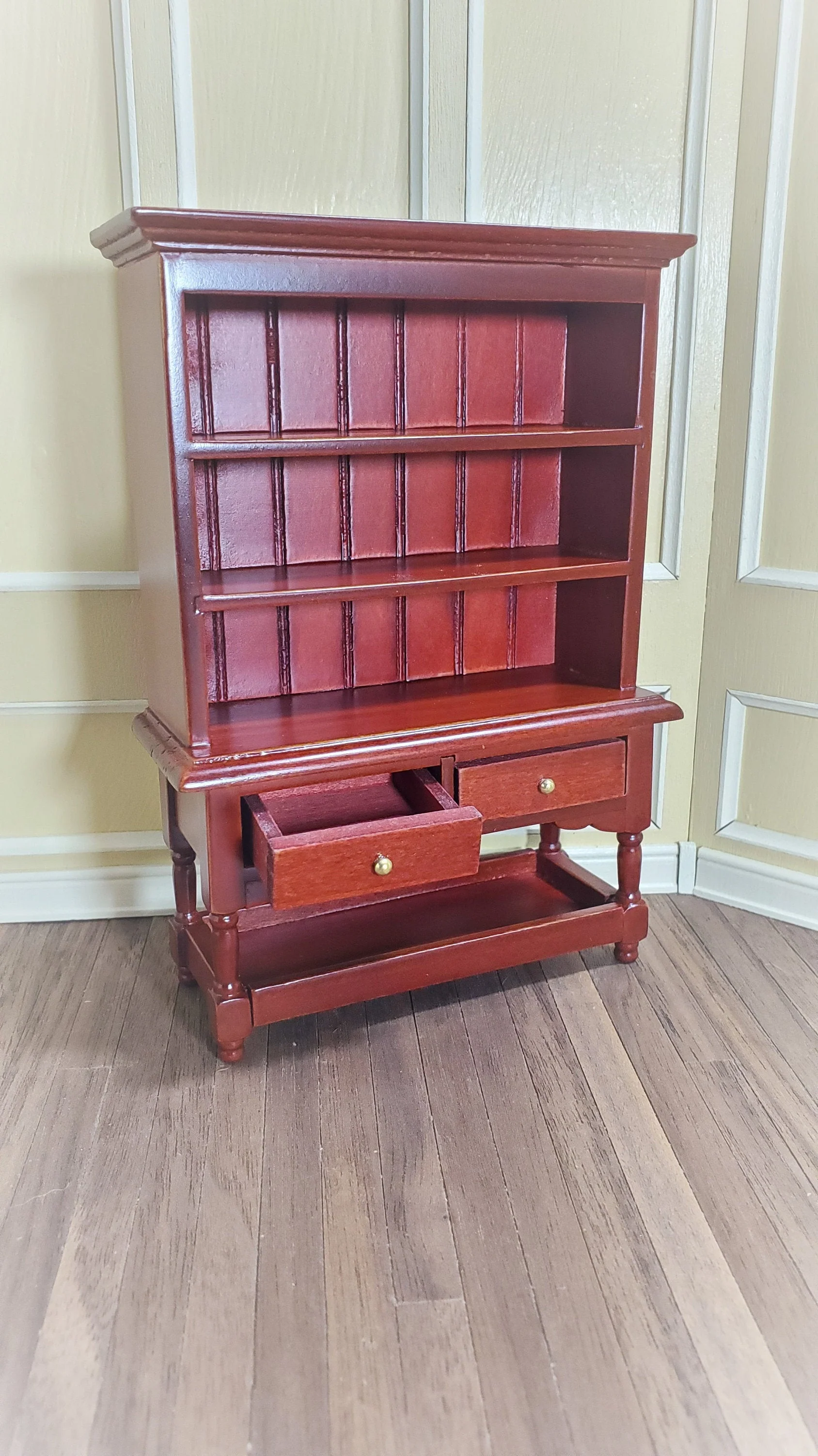 Dollhouse Miniature Welsh Kitchen Cabinet Cupboard 1:12 Scale Mahogany Finish - Image 3
