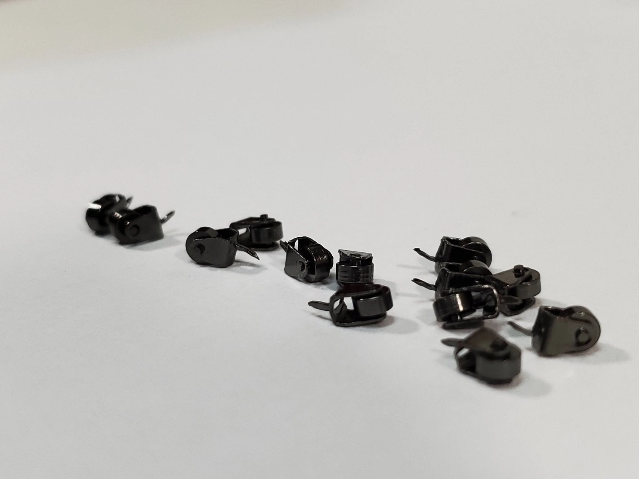 Dollhouse Miniature Wheels Casters Tiny Dark Pewter Working Set of 12 1:12 Scale