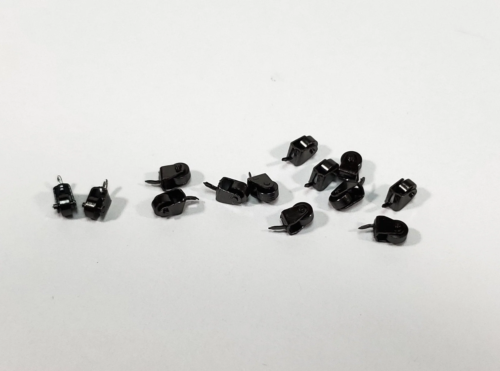 Dollhouse Miniature Wheels Casters Tiny Dark Pewter Working Set of 12 1:12 Scale - Image 2