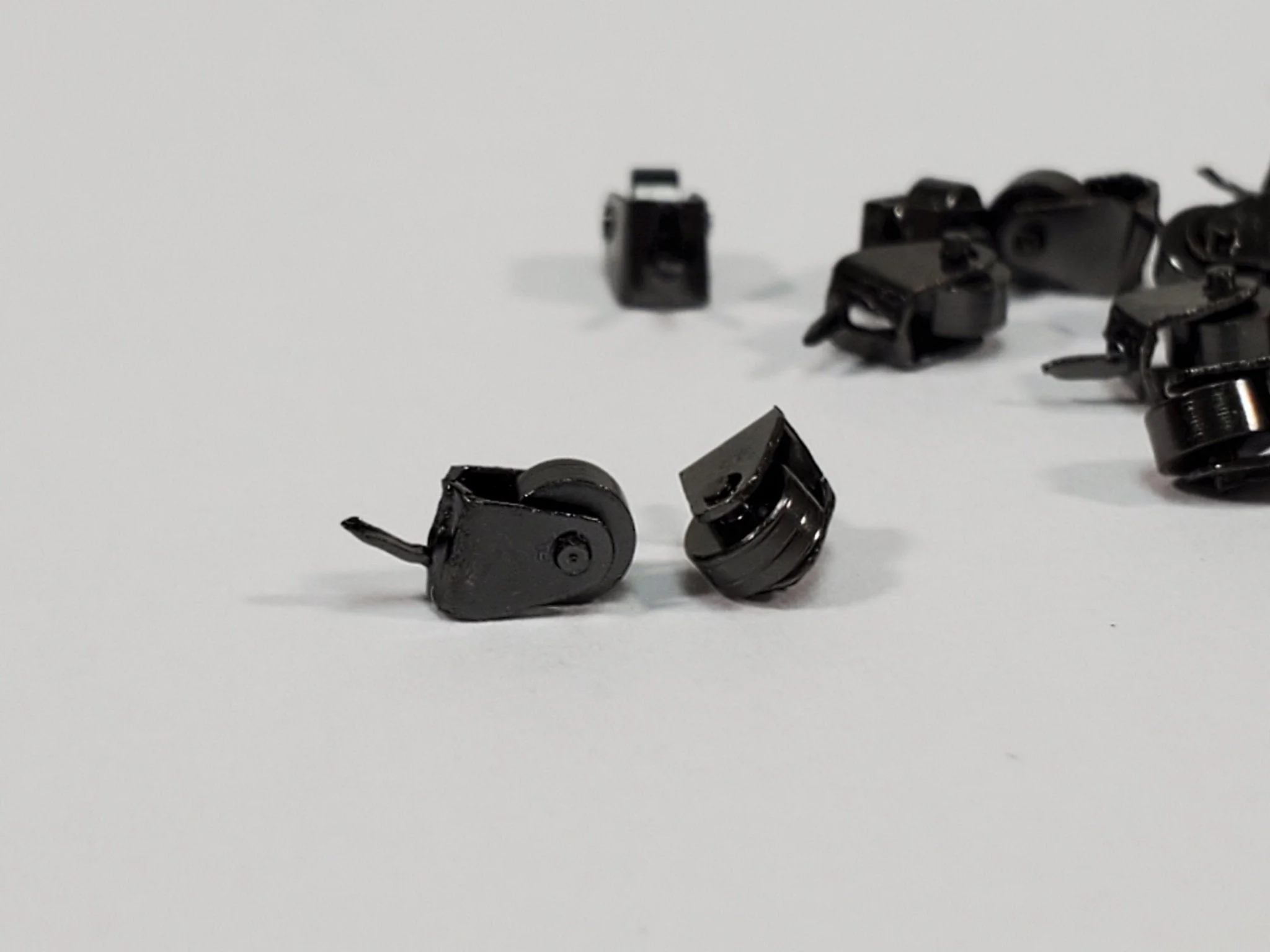 Dollhouse Miniature Wheels Casters Tiny Dark Pewter Working Set of 12 1:12 Scale - Image 3