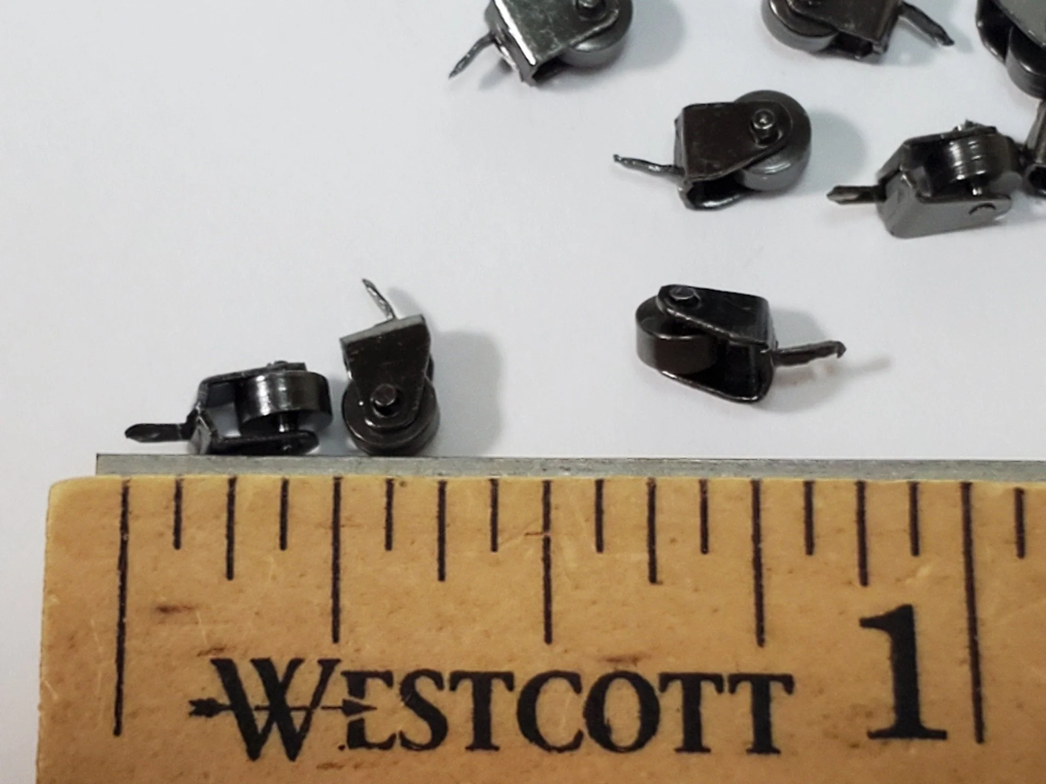 Dollhouse Miniature Wheels Casters Tiny Dark Pewter Working Set of 12 1:12 Scale - Image 4