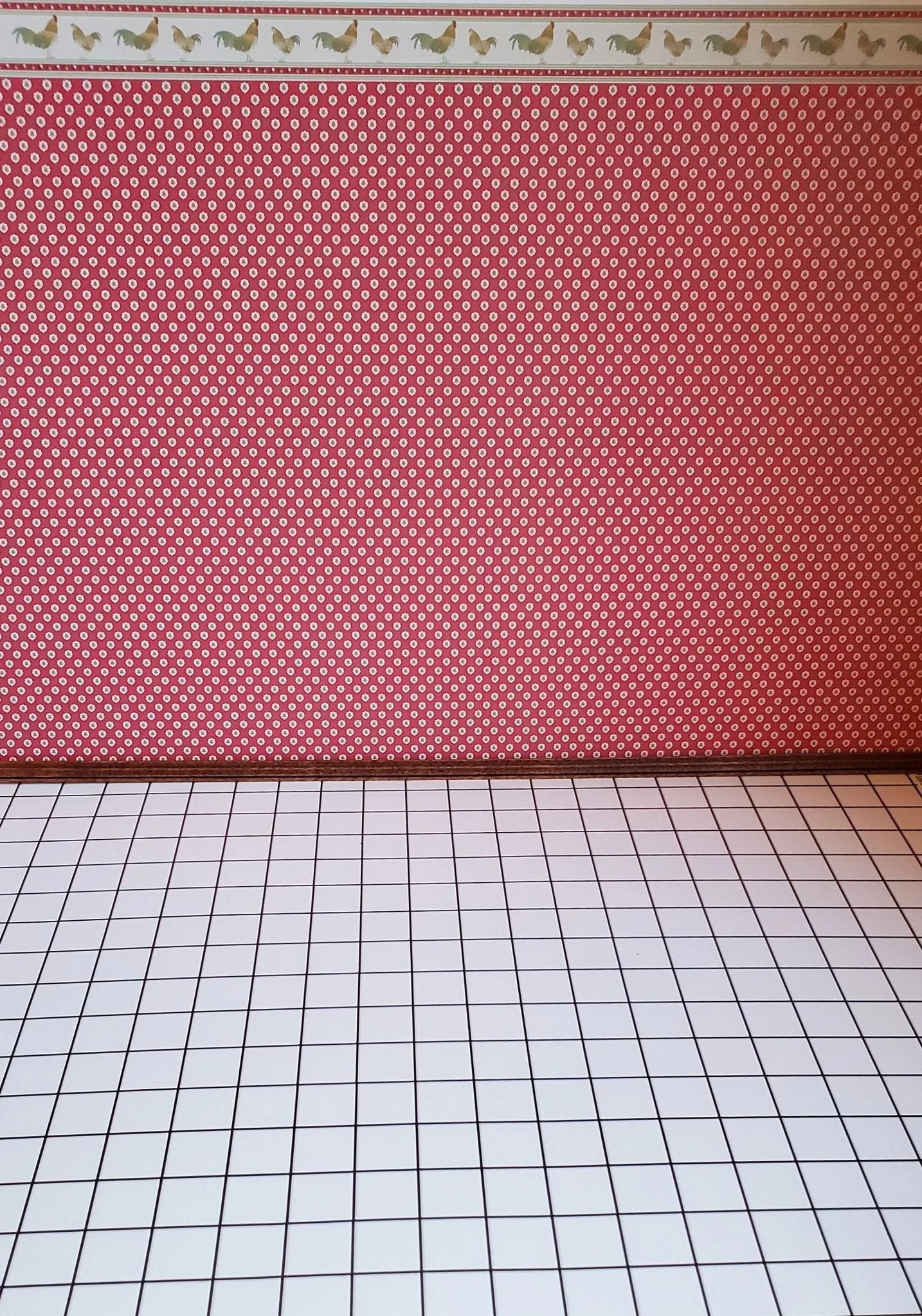 Dollhouse Miniature White Square Tile Embossed Glossy Card 1:12 Scale Dark Grout - Image 4