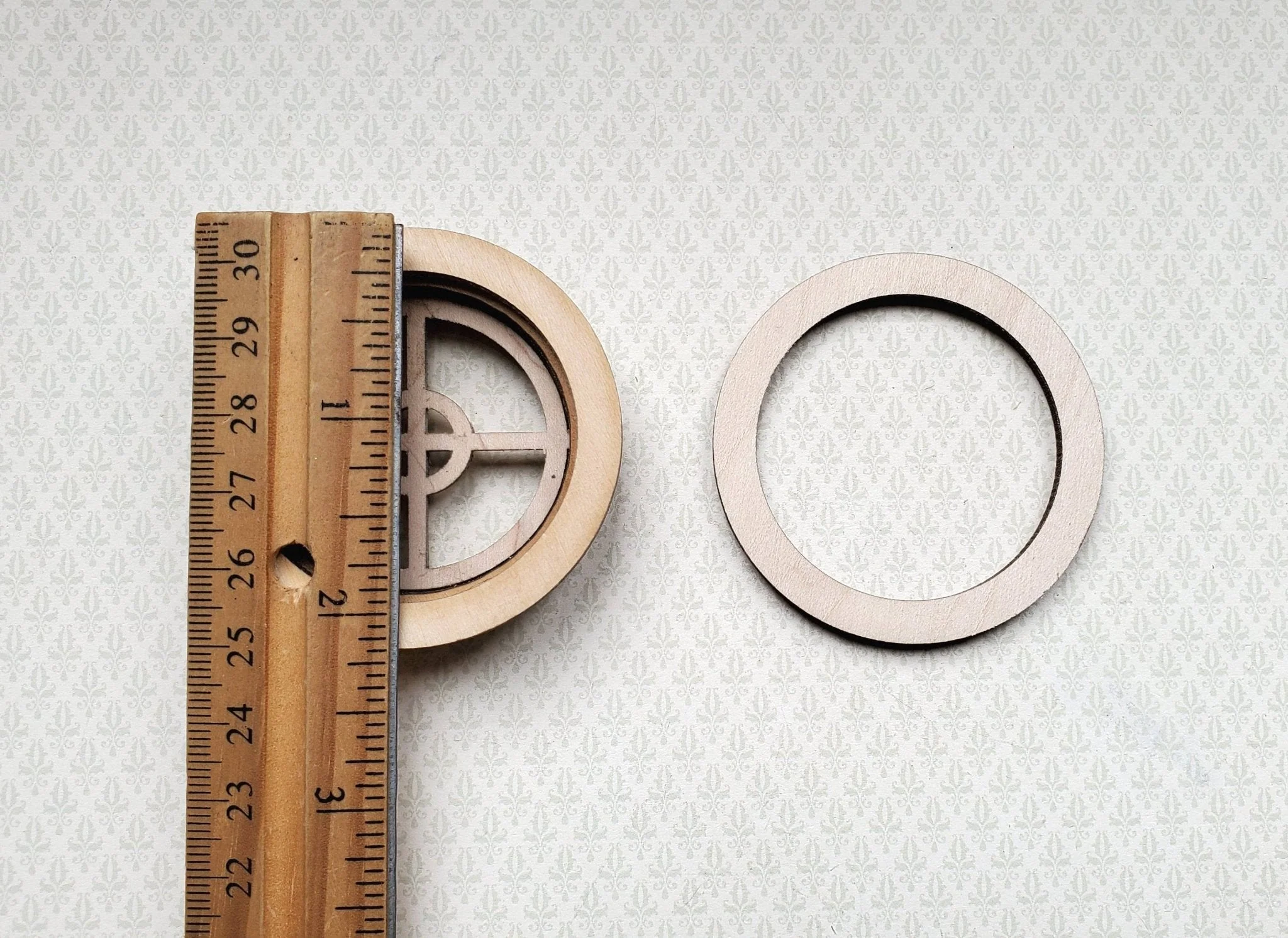 Dollhouse Miniature Window Round Circular Gothic Style Working 1:12 Scale 2 1/4" - Image 2