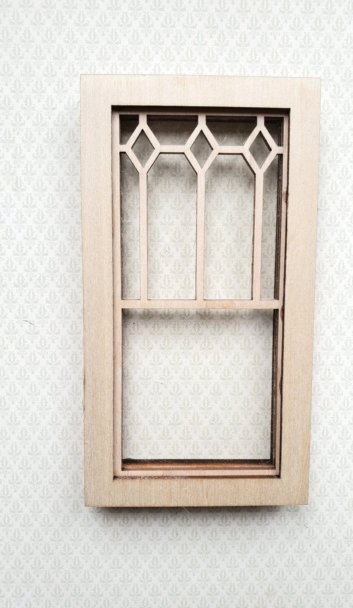 Dollhouse Miniature Window Victorian Style Small Diamonds Wood 1:12 Scale