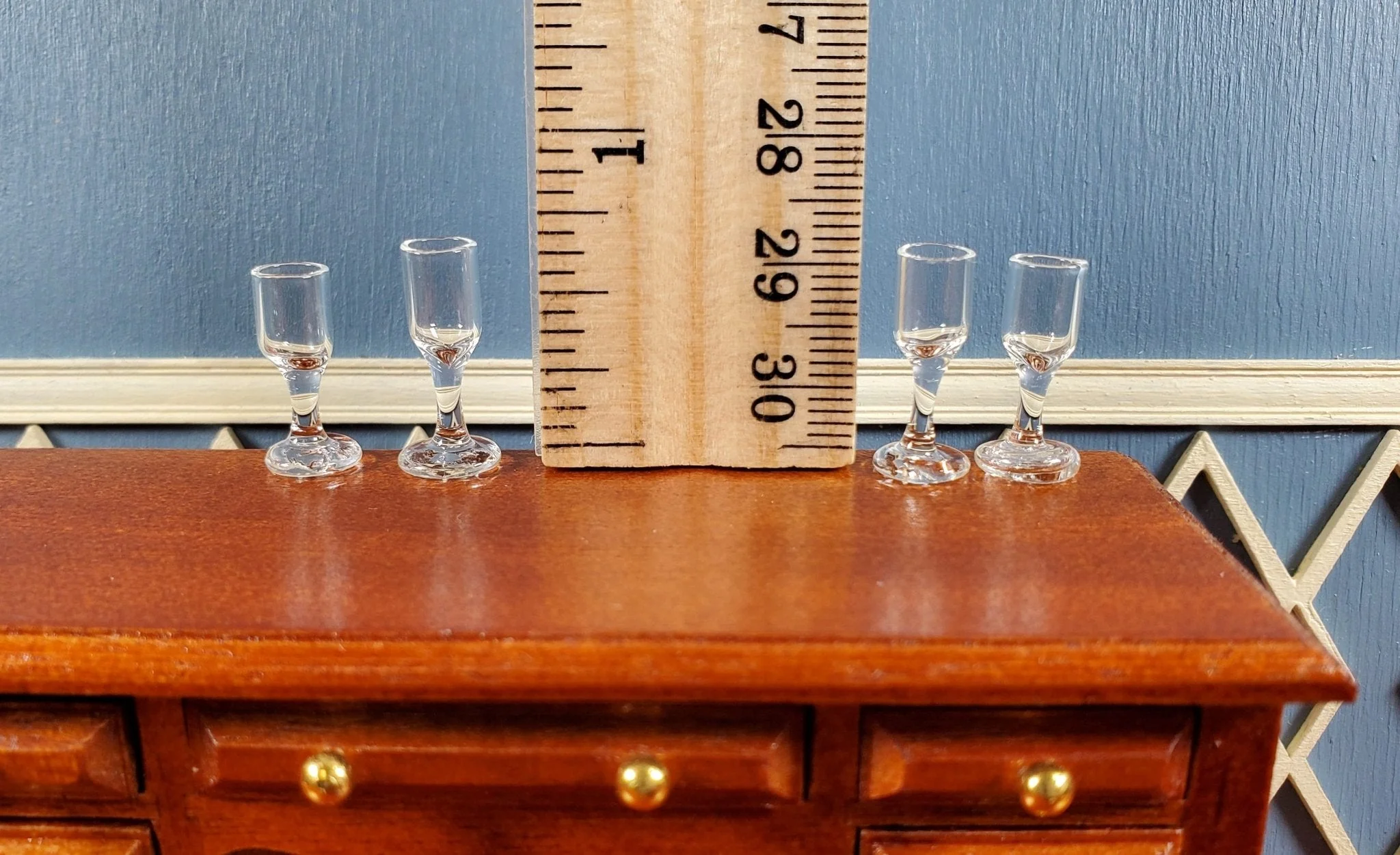 Dollhouse Wine Glasses Set of 4 Real Glass 1:12 Scale Miniatures 11/16" Tall - Image 3