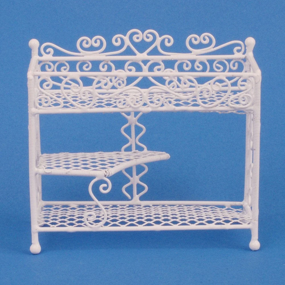 Dollhouse Miniature Wire Plant Stand 3 Shelf White 1:12 Scale or Fairy Garden