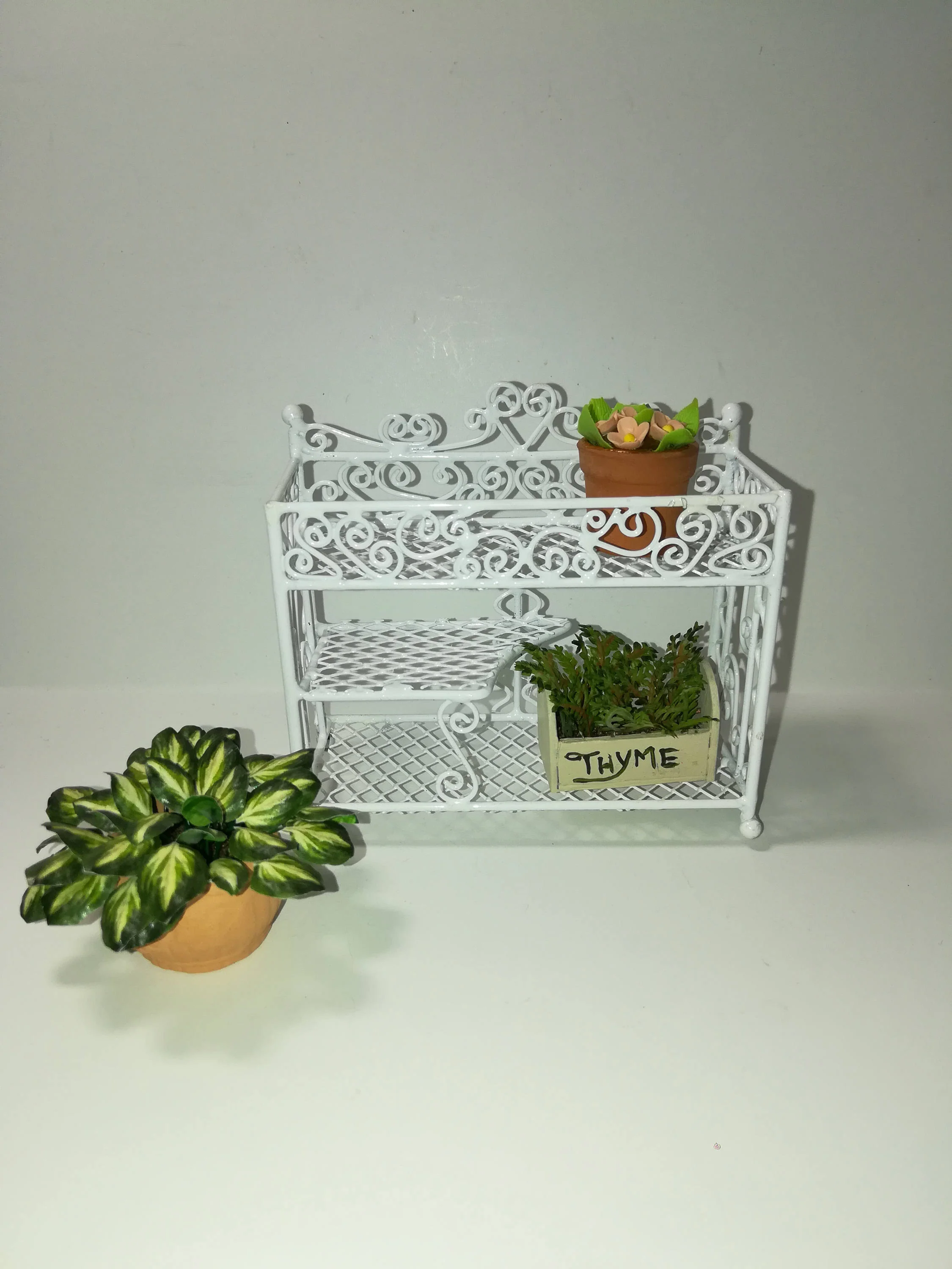 Dollhouse Miniature Wire Plant Stand 3 Shelf White 1:12 Scale or Fairy Garden - Image 3