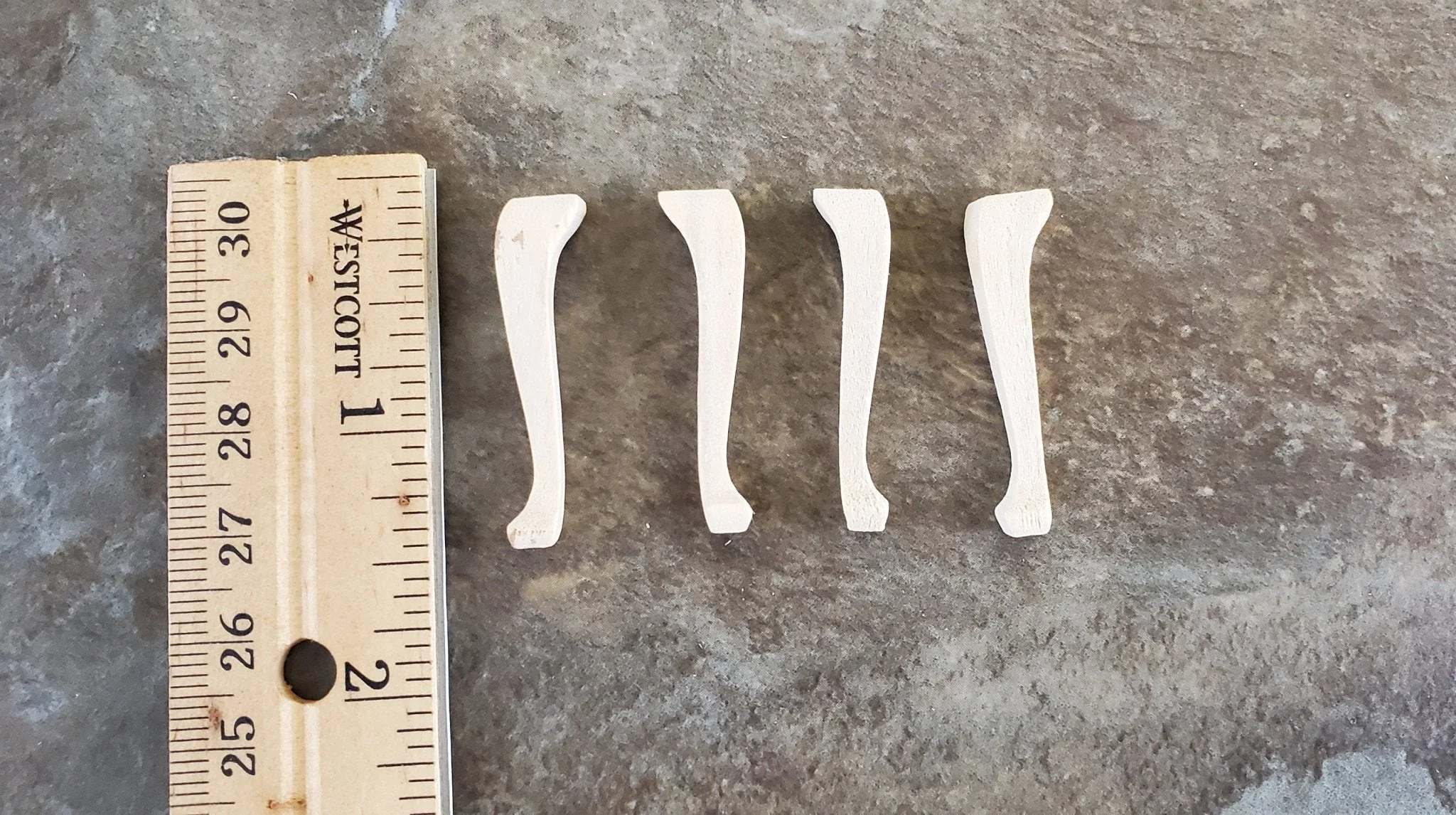 Dollhouse Miniature Wood Cabriole Legs for Furniture Medium Size x4 Pieces 1:12 Scale 1 5/8" - Image 3