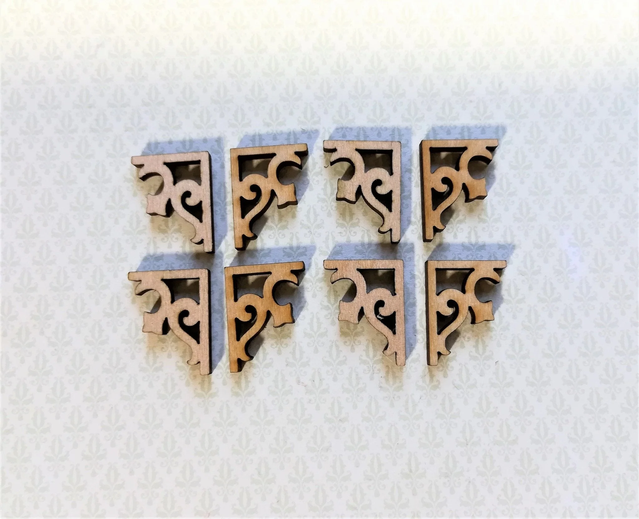 Dollhouse Miniature Wood Corbels or Brackets 1:12 Scale Set of 8 Small Classic Style