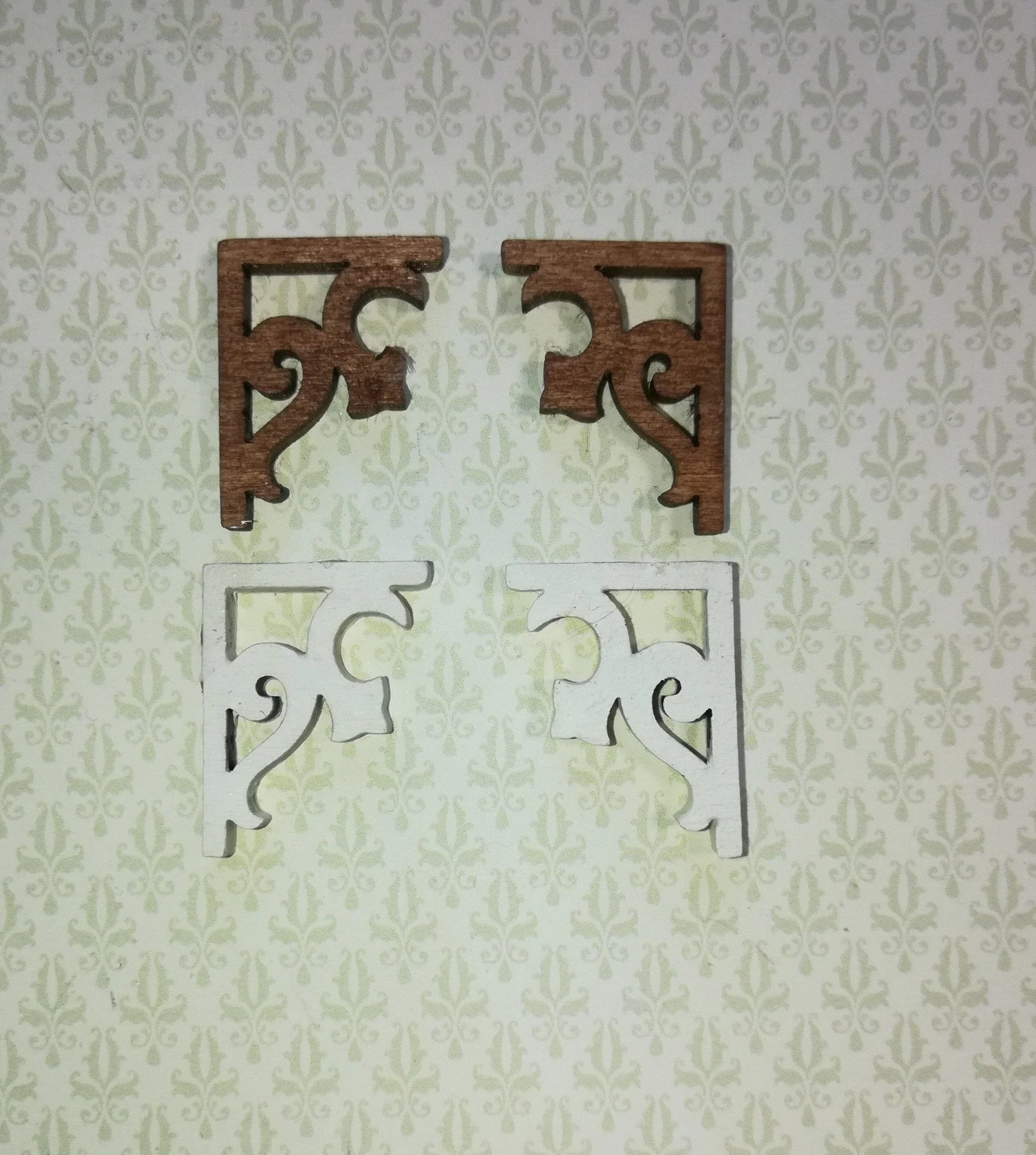 Dollhouse Miniature Wood Corbels or Brackets 1:12 Scale Set of 8 Small Classic Style - Image 2