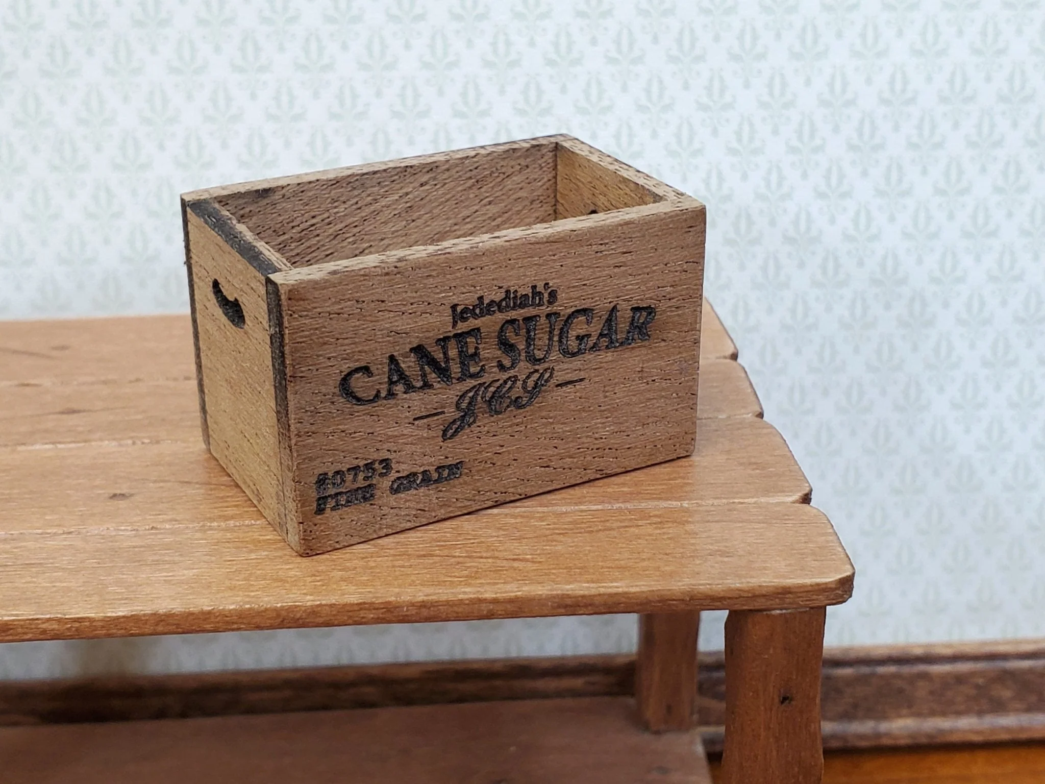 Dollhouse Wood Crate Cane Sugar Vintage Style 1:12 Scale Miniature Handmade