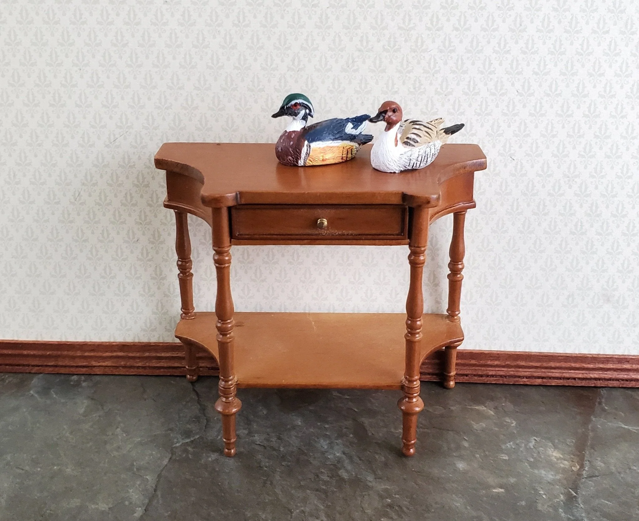Dollhouse Miniature Wood Ducks Decoys Figures 1:12 Scale Bird Set of 2 - Image 4