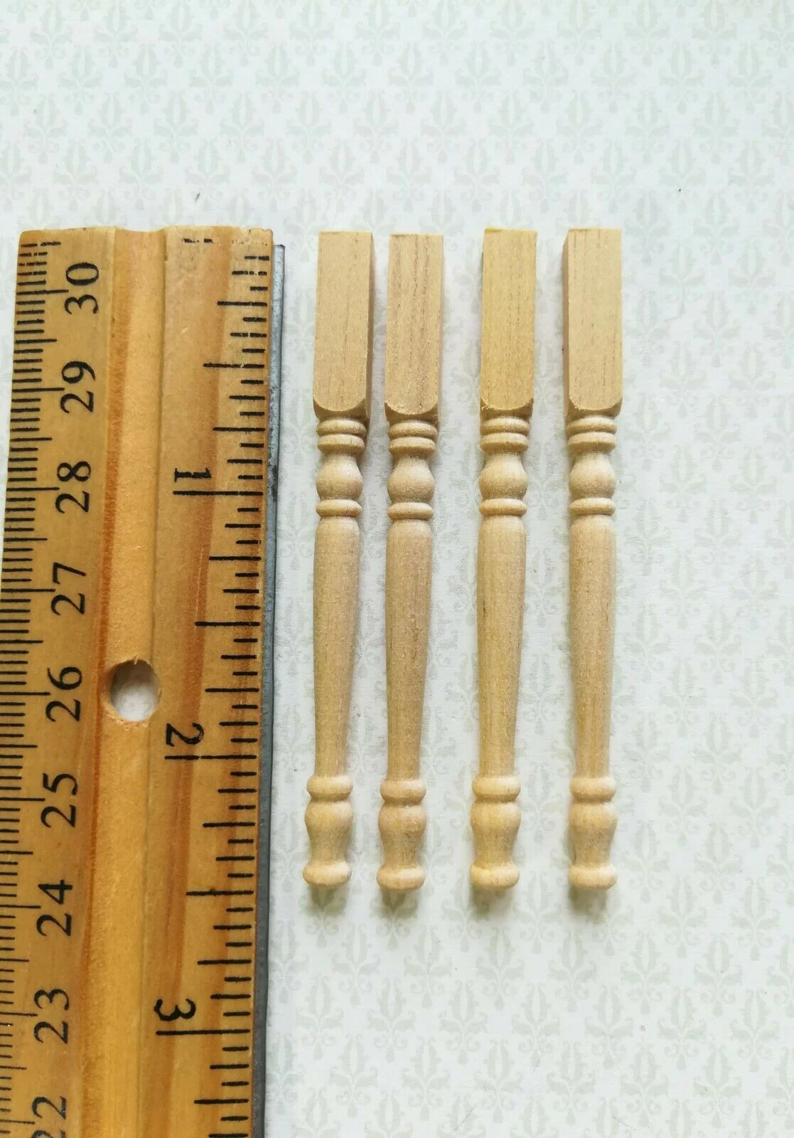 Dollhouse Miniature Wood Spindles Table Legs 4 Pieces 1:12 Scale 2 1/2" Long - Image 3