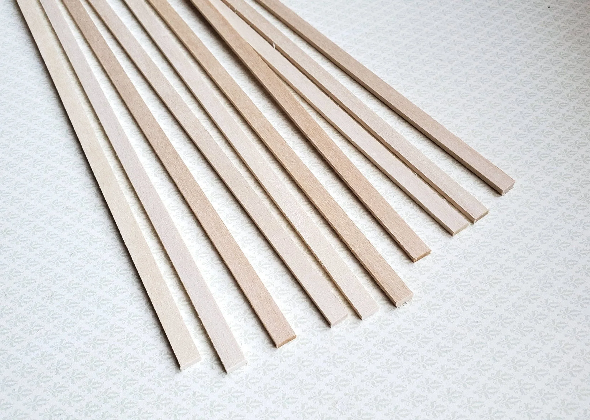 Dollhouse Miniature Wood Strips x10 Flooring 3/32 x 1/4 x 12" long Basswood 1:12 Scale - Image 2