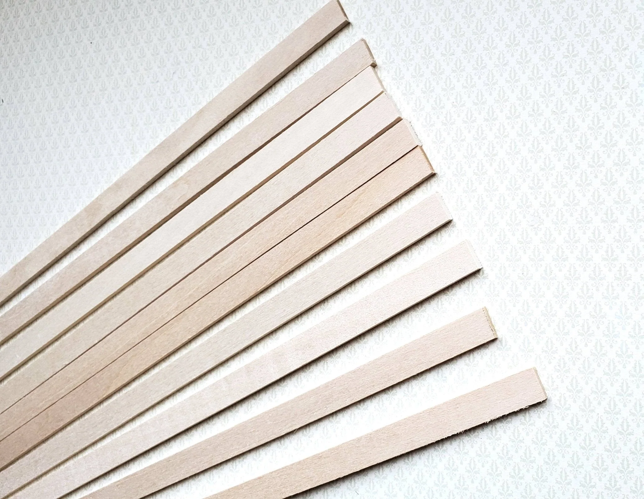 Dollhouse Miniature Wood Strips x10 Flooring 3/32 x 3/8 x 12" long Basswood 1:12 Scale