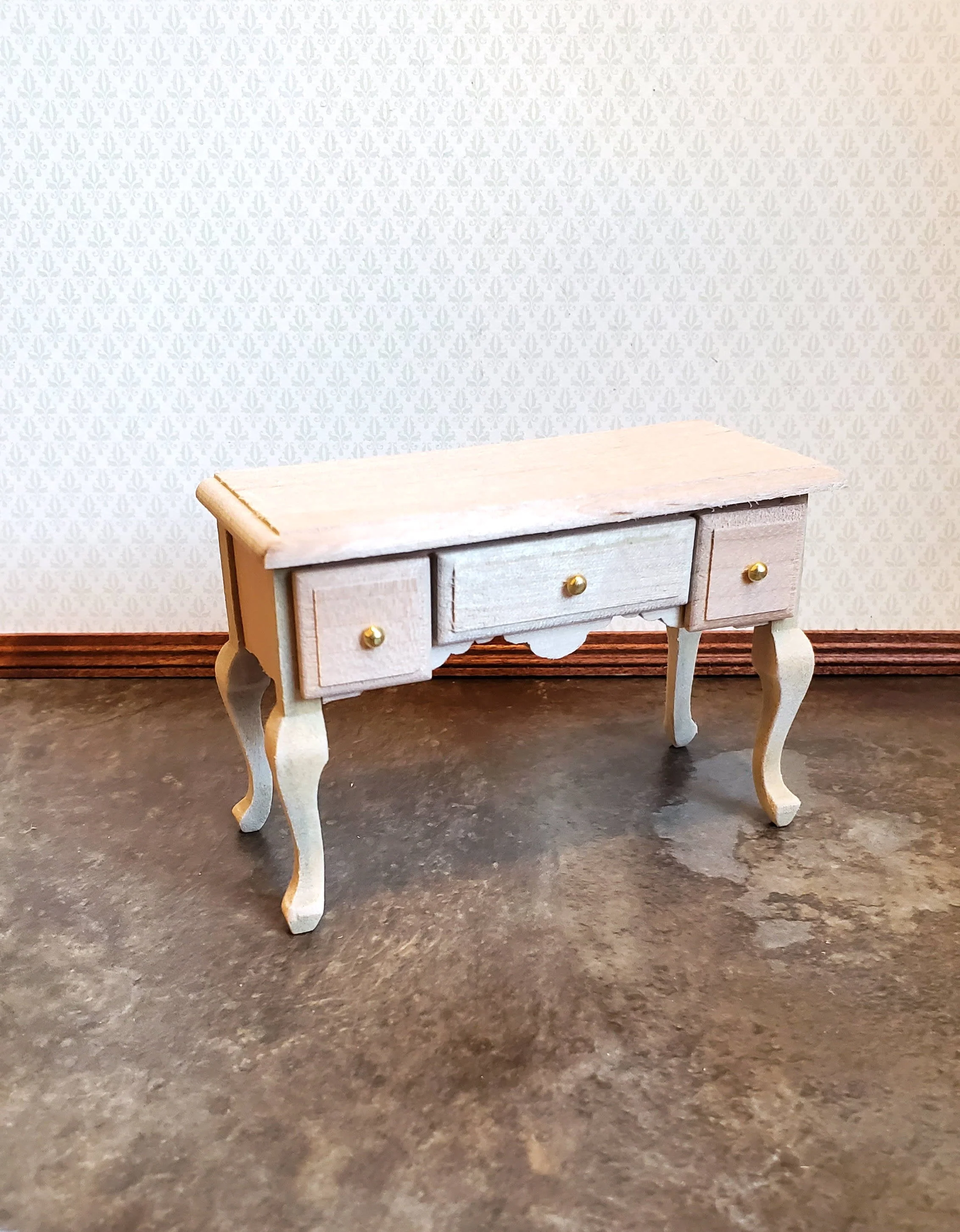 Dollhouse Miniature Writing Desk or Vanity Table Unpainted Wood 1:12 Scale