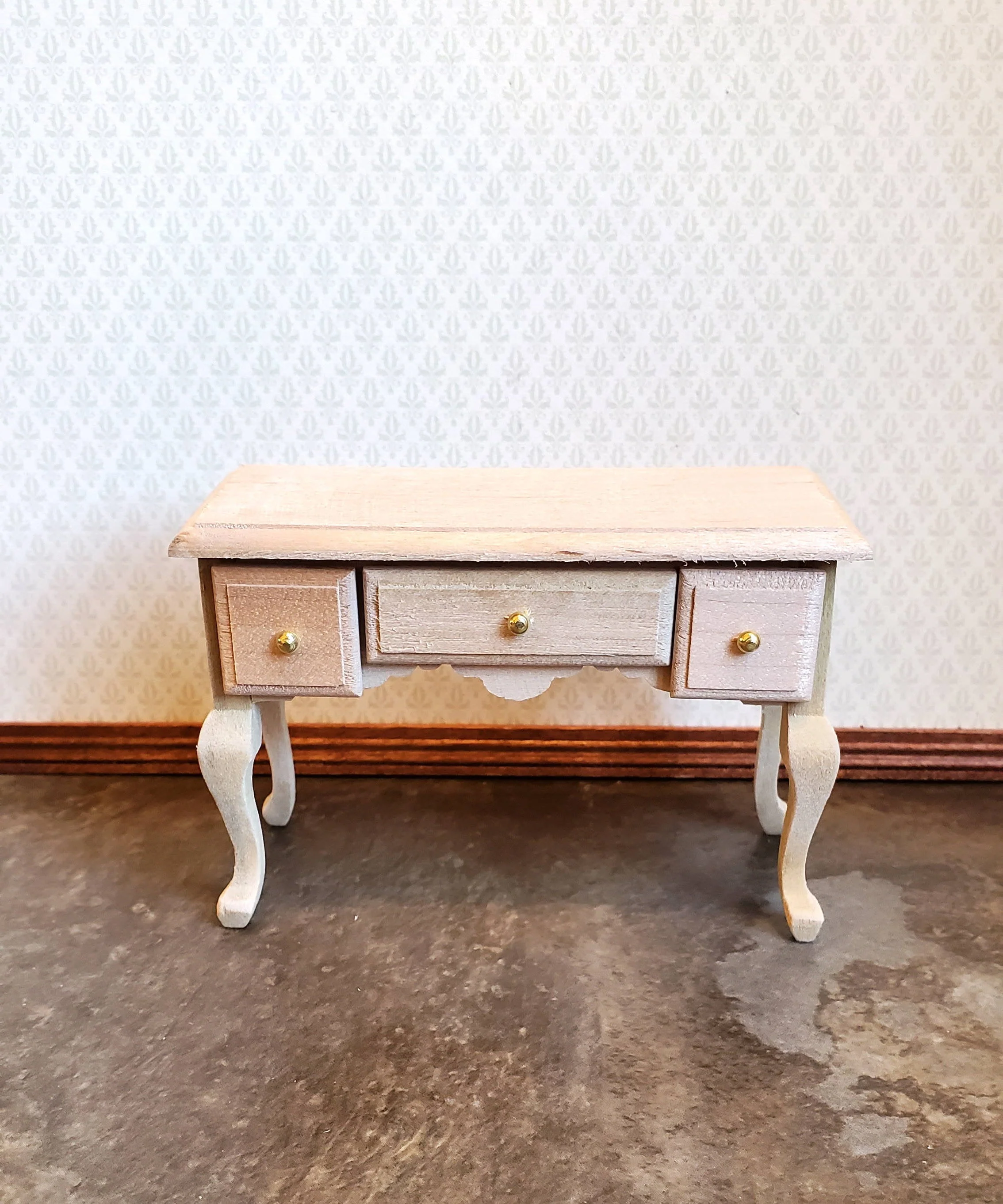 Dollhouse Miniature Writing Desk or Vanity Table Unpainted Wood 1:12 Scale - Image 2