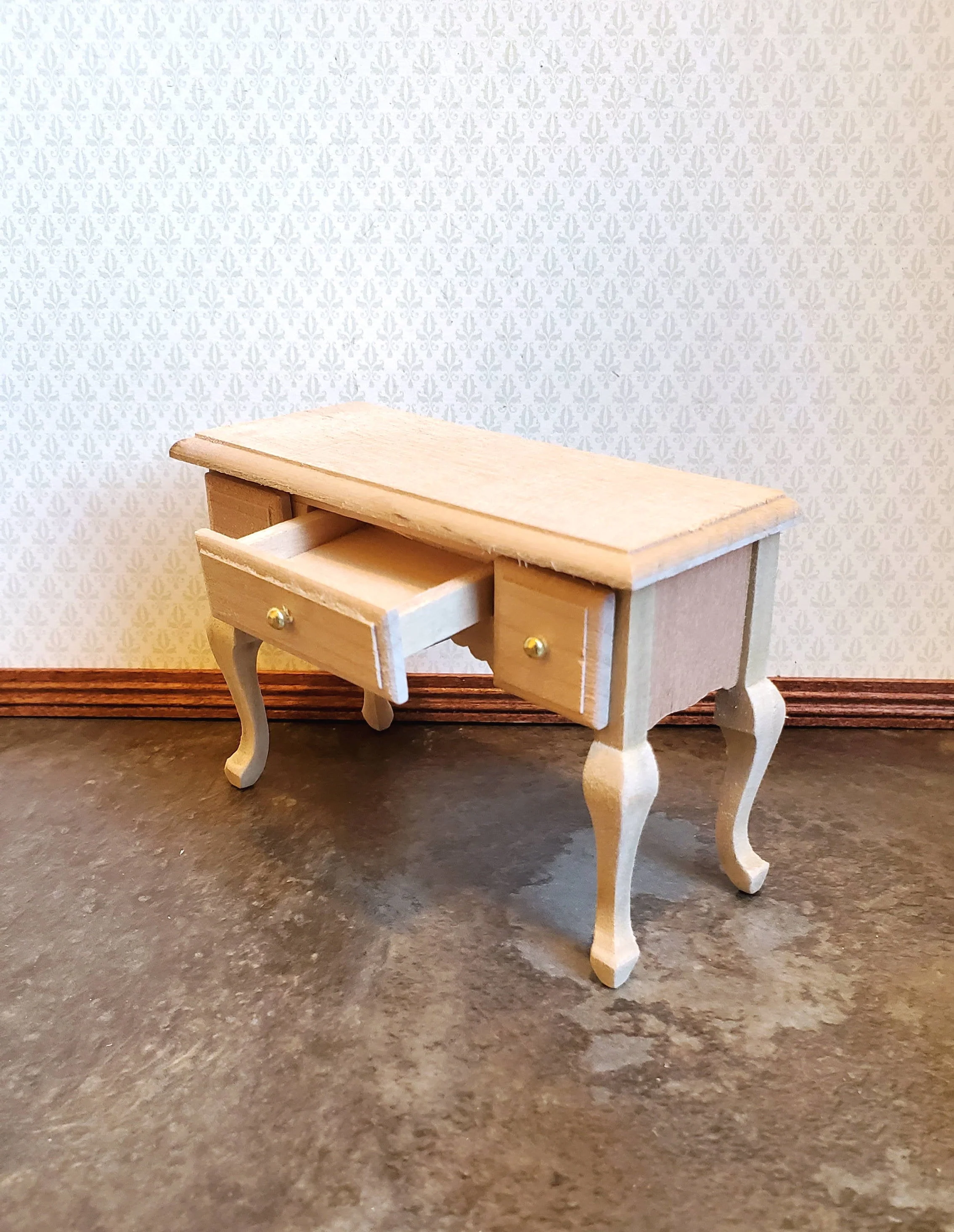 Dollhouse Miniature Writing Desk or Vanity Table Unpainted Wood 1:12 Scale - Image 3