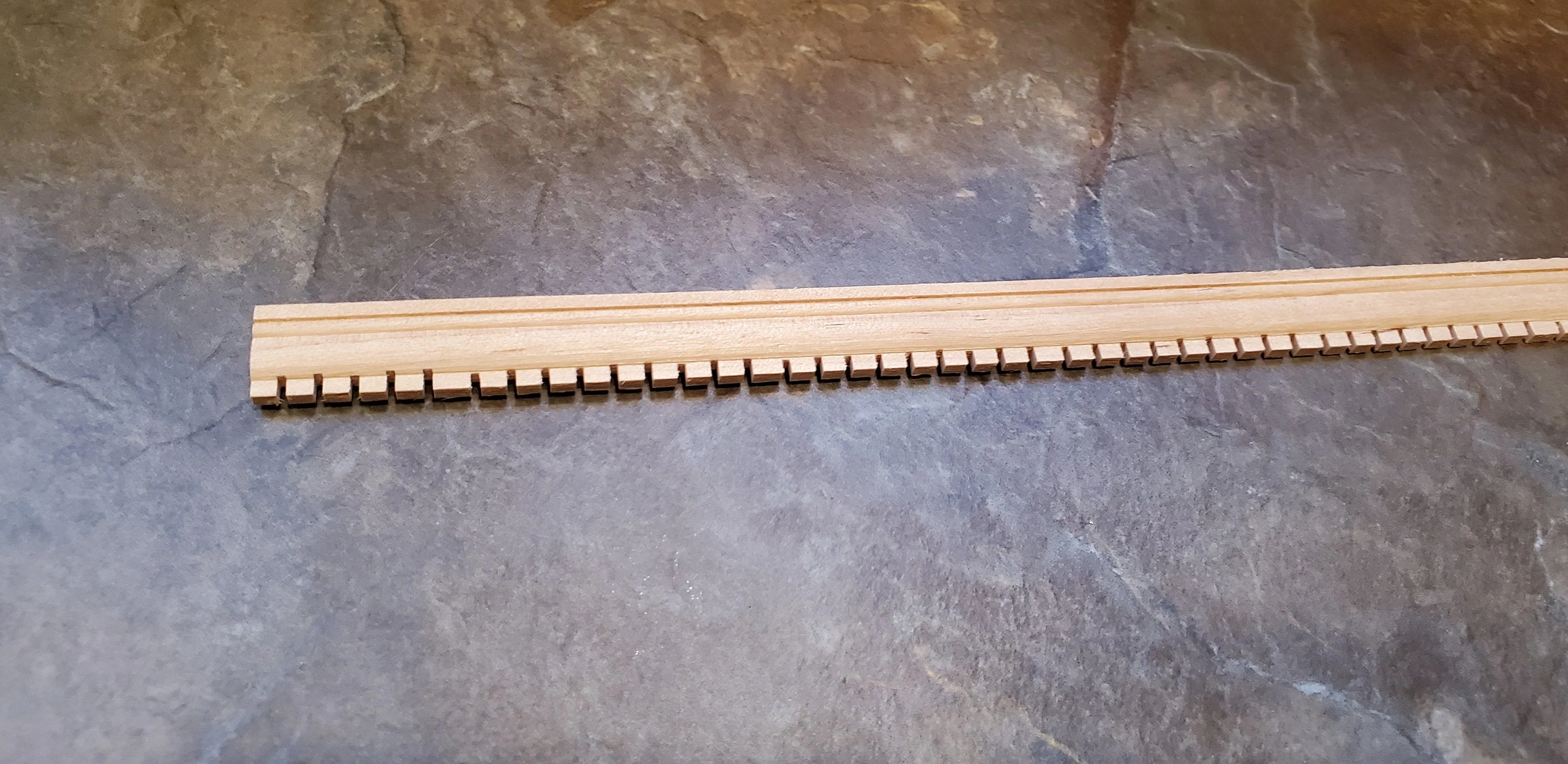 Dollhouse Miniatures Dentil Crown Molding Cornice Trim 7/16" tall x 18" 1:12 - Image 2