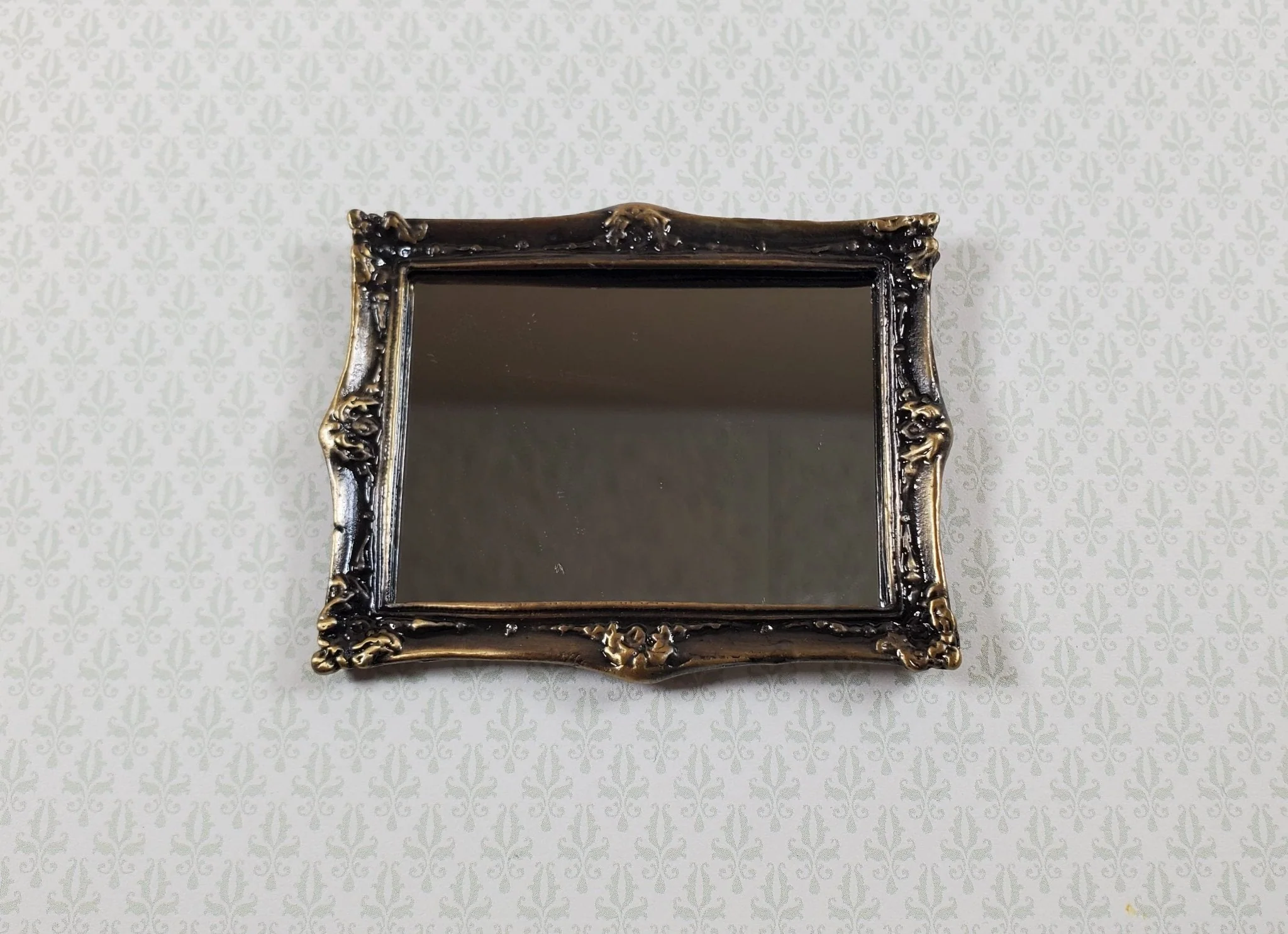 Dollhouse Mirror Metal Antique Bronze Frame 1:12 Scale Miniature Accessory - Image 2