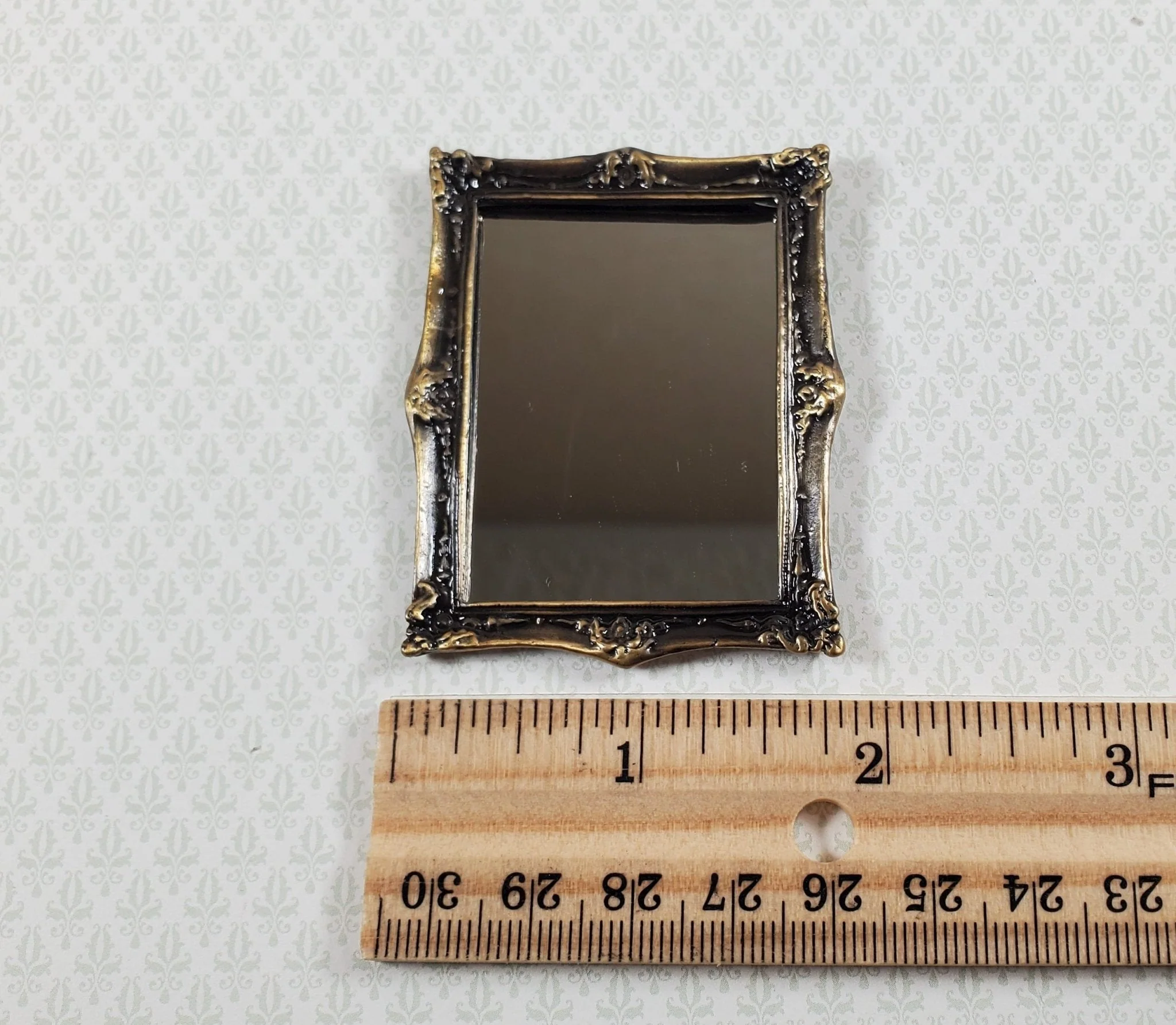 Dollhouse Mirror Metal Antique Bronze Frame 1:12 Scale Miniature Accessory - Image 4