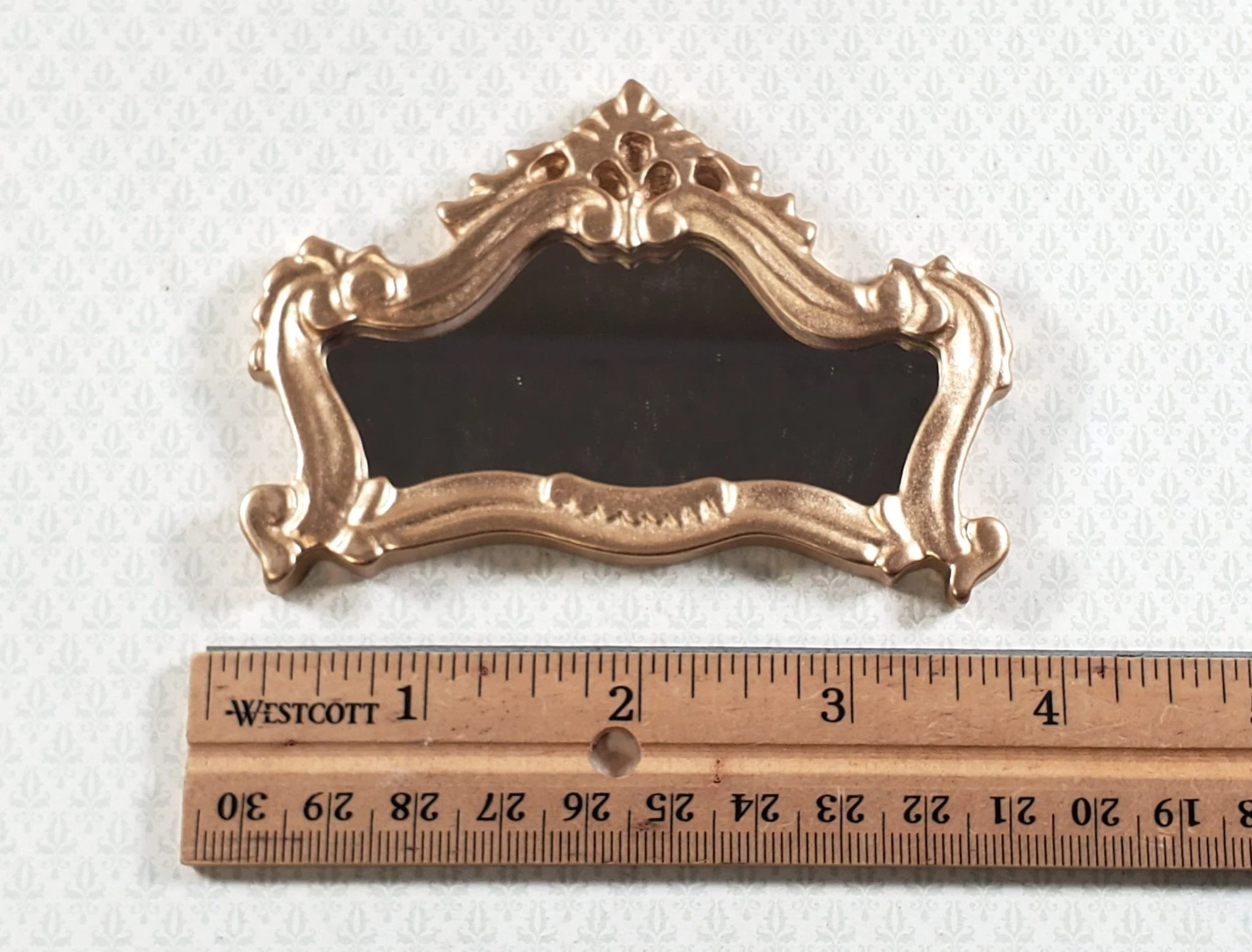 Dollhouse Mirror with Fancy Gold Frame Large 1:12 Scale Miniature Accessory - Image 3