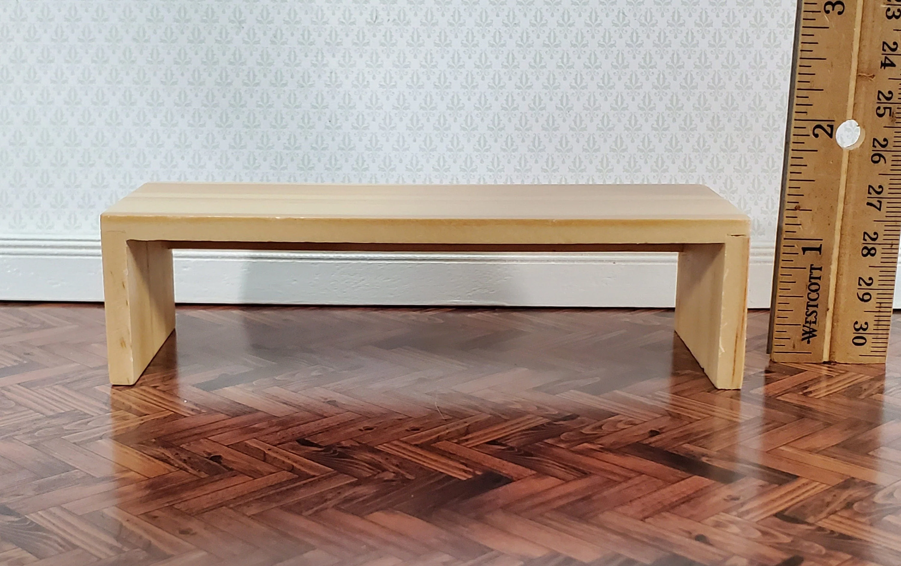 Dollhouse Modern Coffee Table Light Oak Finish 1:12 Scale Miniature Furniture - Image 4