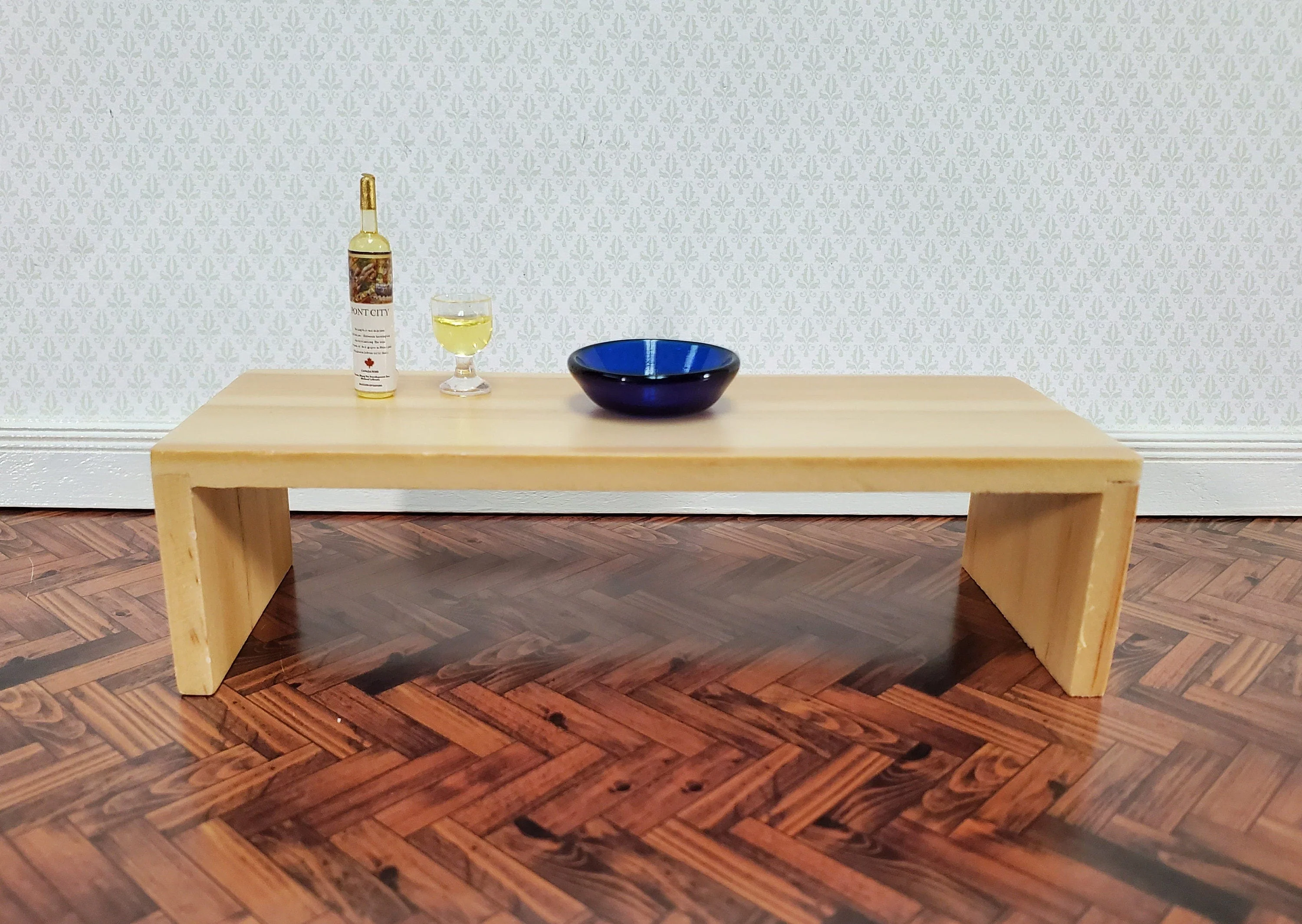 Dollhouse Modern Coffee Table Light Oak Finish 1:12 Scale Miniature Furniture - Image 5