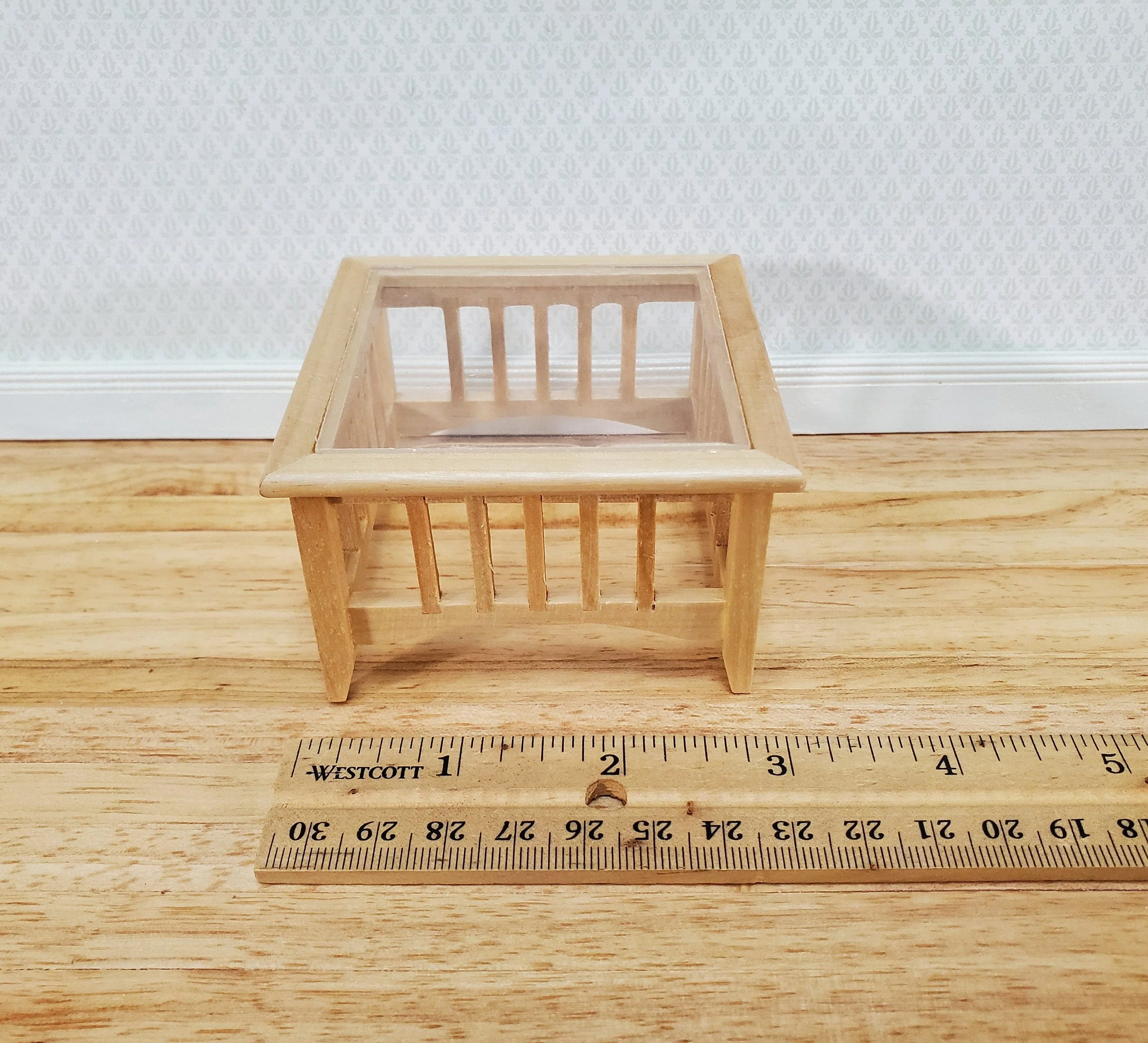 Dollhouse Modern Coffee Table Square Light Oak Finish 1:12 Scale Miniature Furniture - Image 3