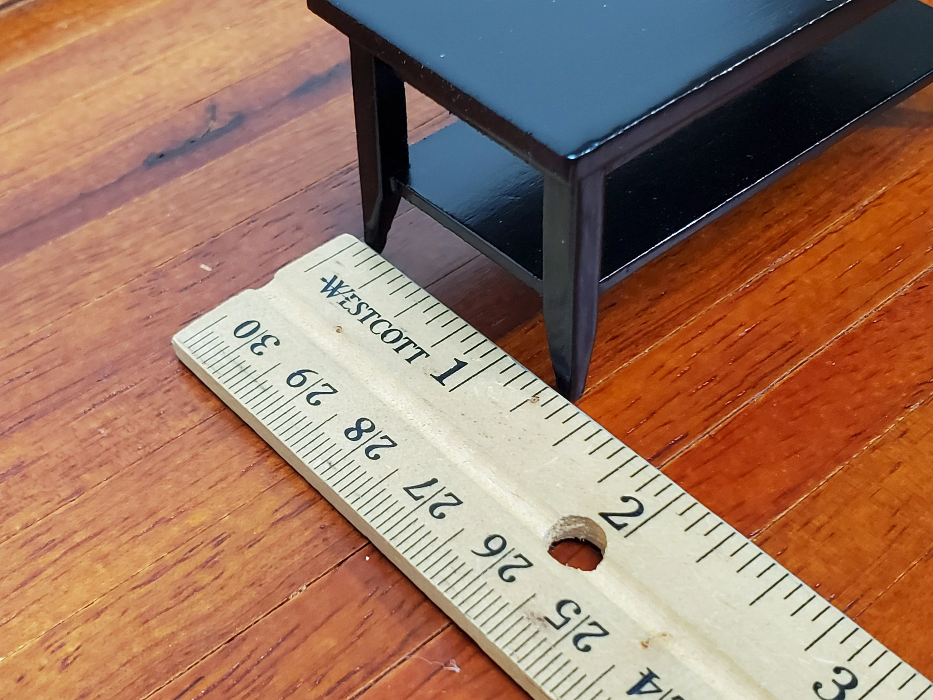 Dollhouse Modern Coffee Table with Shelf All Black Wood 1:12 Scale Miniature Furniture - Image 4