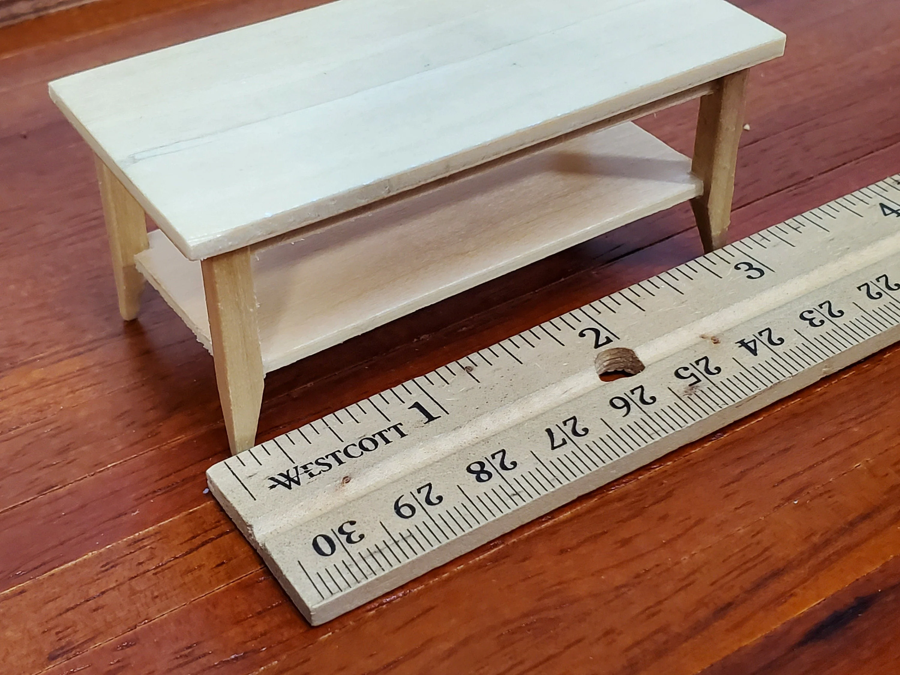 Dollhouse Modern Coffee Table with Shelf Light Oak Wood 1:12 Scale Miniature Furniture - Image 5