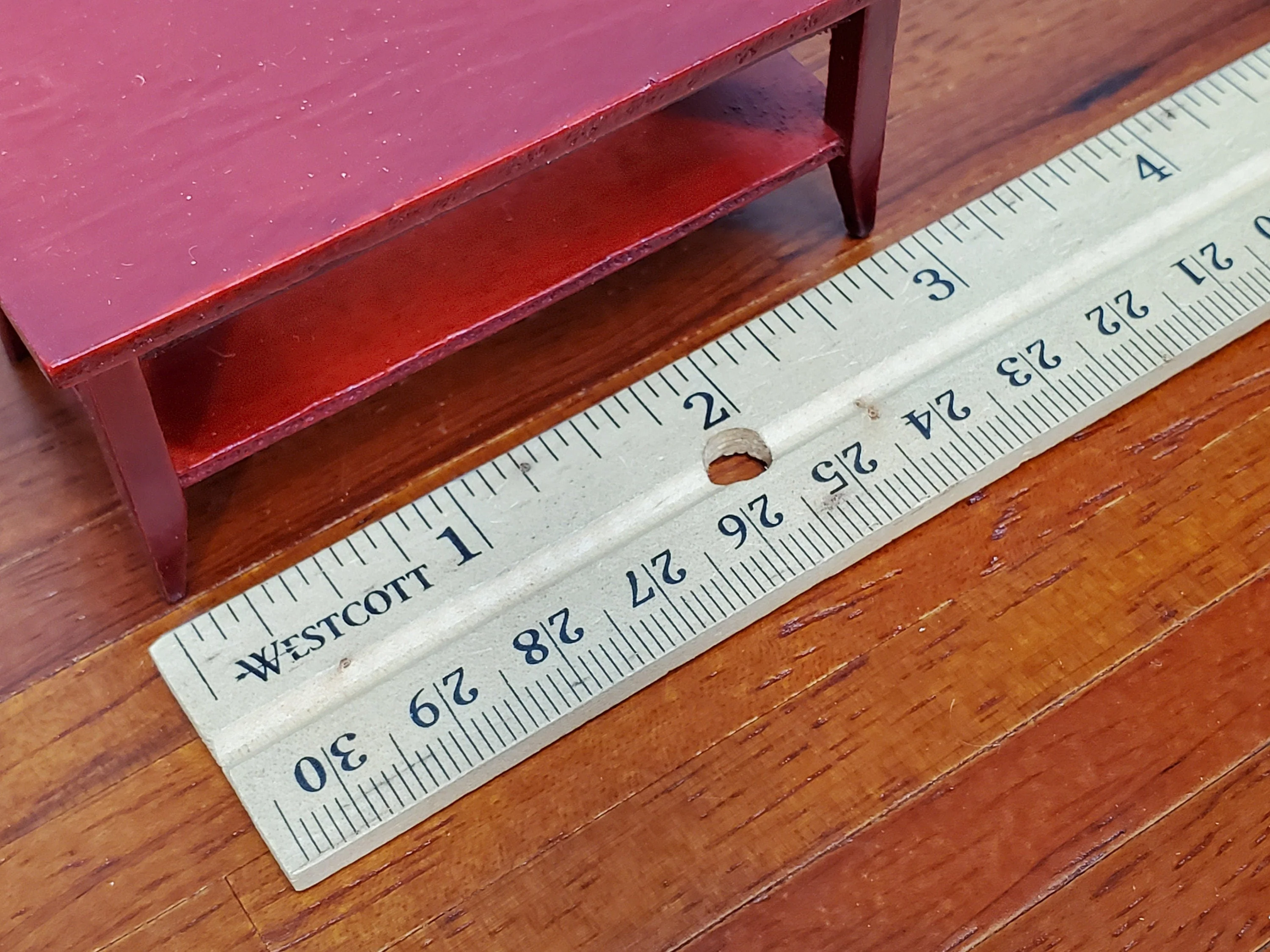 Dollhouse Modern Coffee Table with Shelf Wood Mahogany Finish 1:12 Scale Miniature Furniture - Image 6