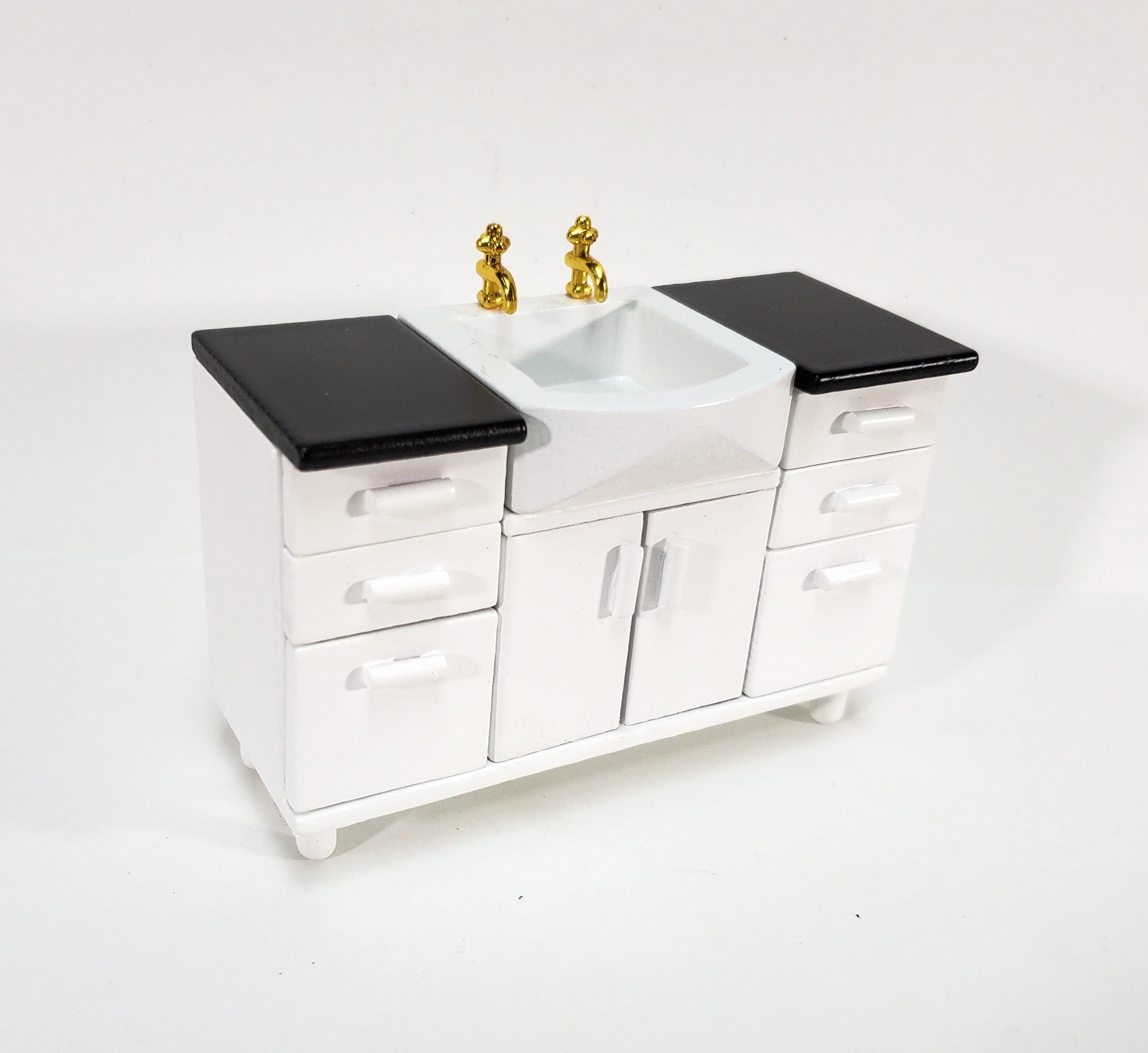 Dollhouse Modern Kitchen or Bathroom Sink Cabinet in White1:12 Scale Miniature Furniture