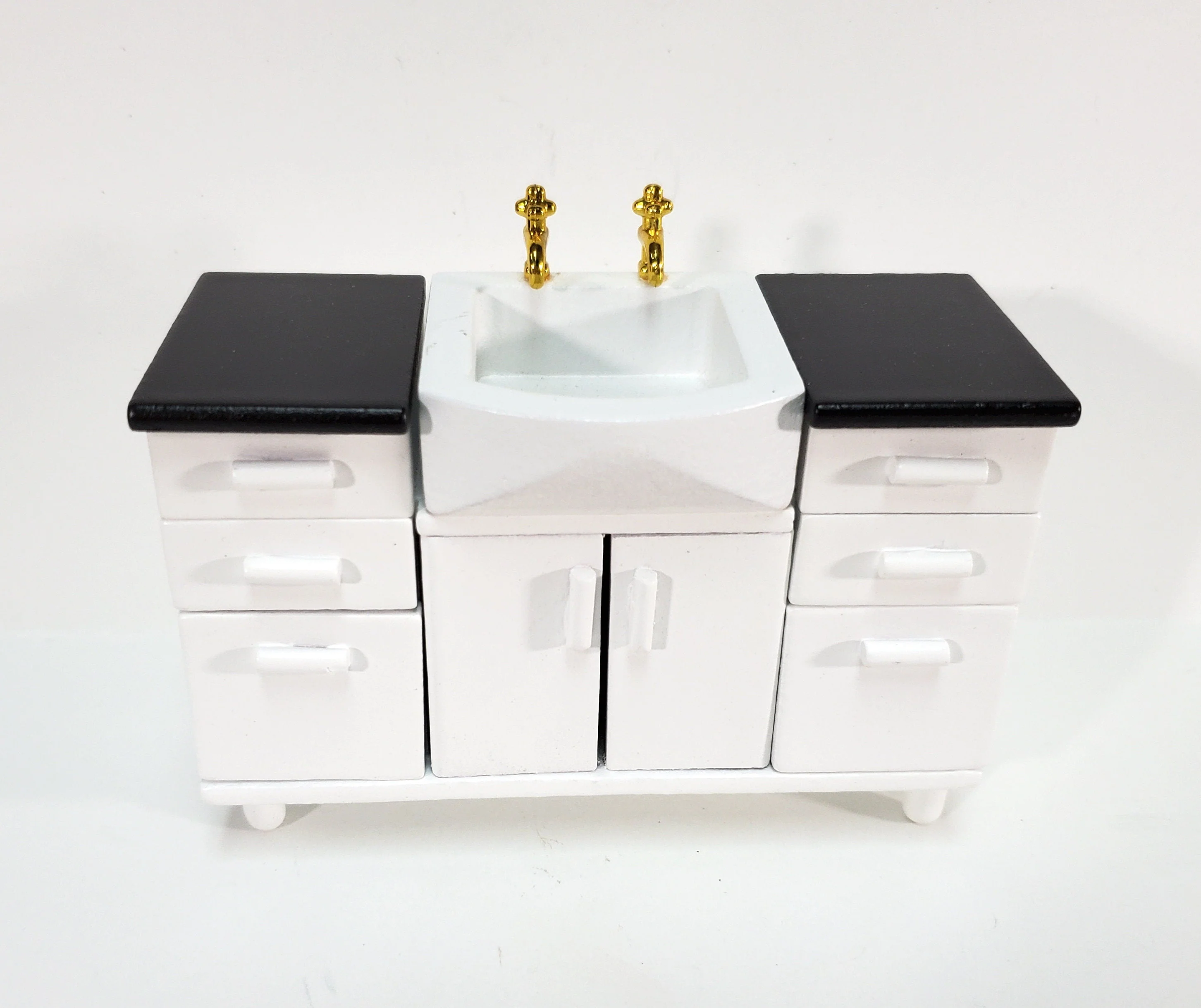 Dollhouse Modern Kitchen or Bathroom Sink Cabinet in White1:12 Scale Miniature Furniture - Image 2