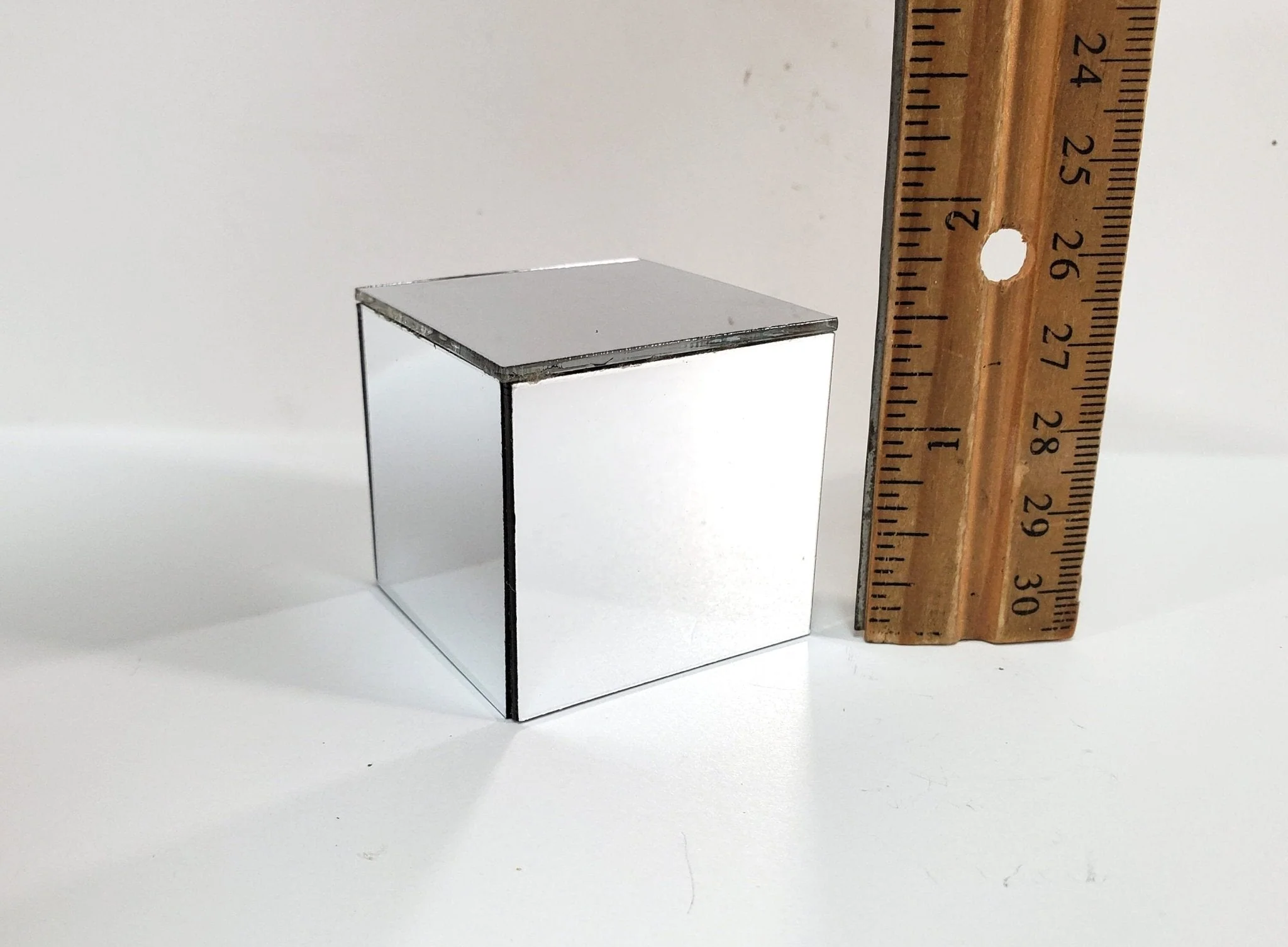 Dollhouse Modern Mirrored Side Table Cube 1:12 Scale Miniature Furniture - Image 3