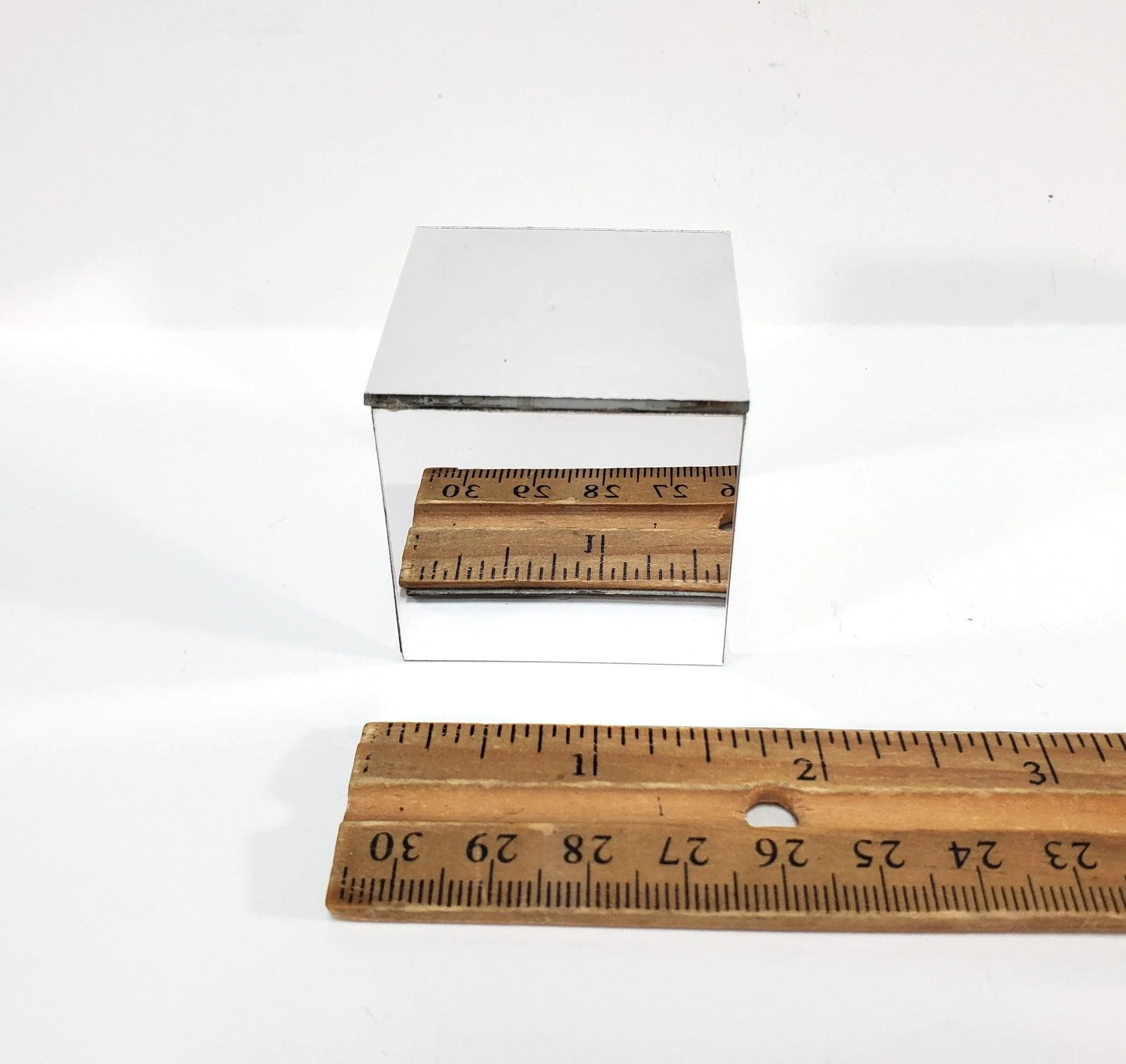 Dollhouse Modern Mirrored Side Table Cube 1:12 Scale Miniature Furniture - Image 4