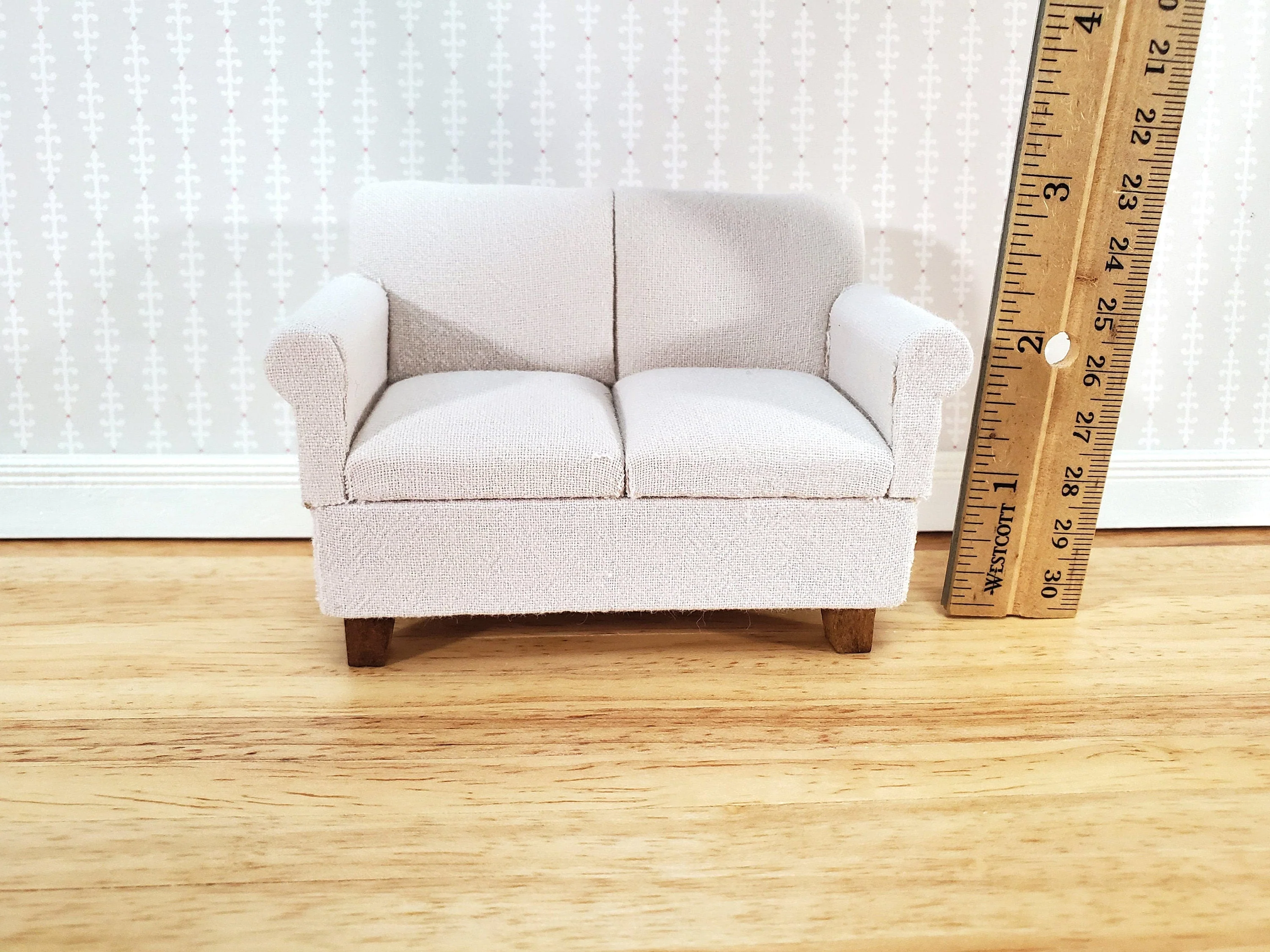 Dollhouse Modern Sofa Cream/Beige Couch Small 1:12 Scale Miniature Furniture - Image 5