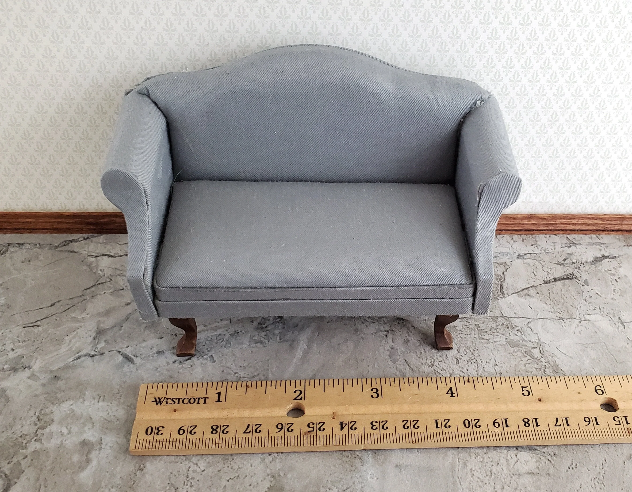Dollhouse Modern Sofa Gray Couch 1:12 Scale Miniature Furniture - Image 3