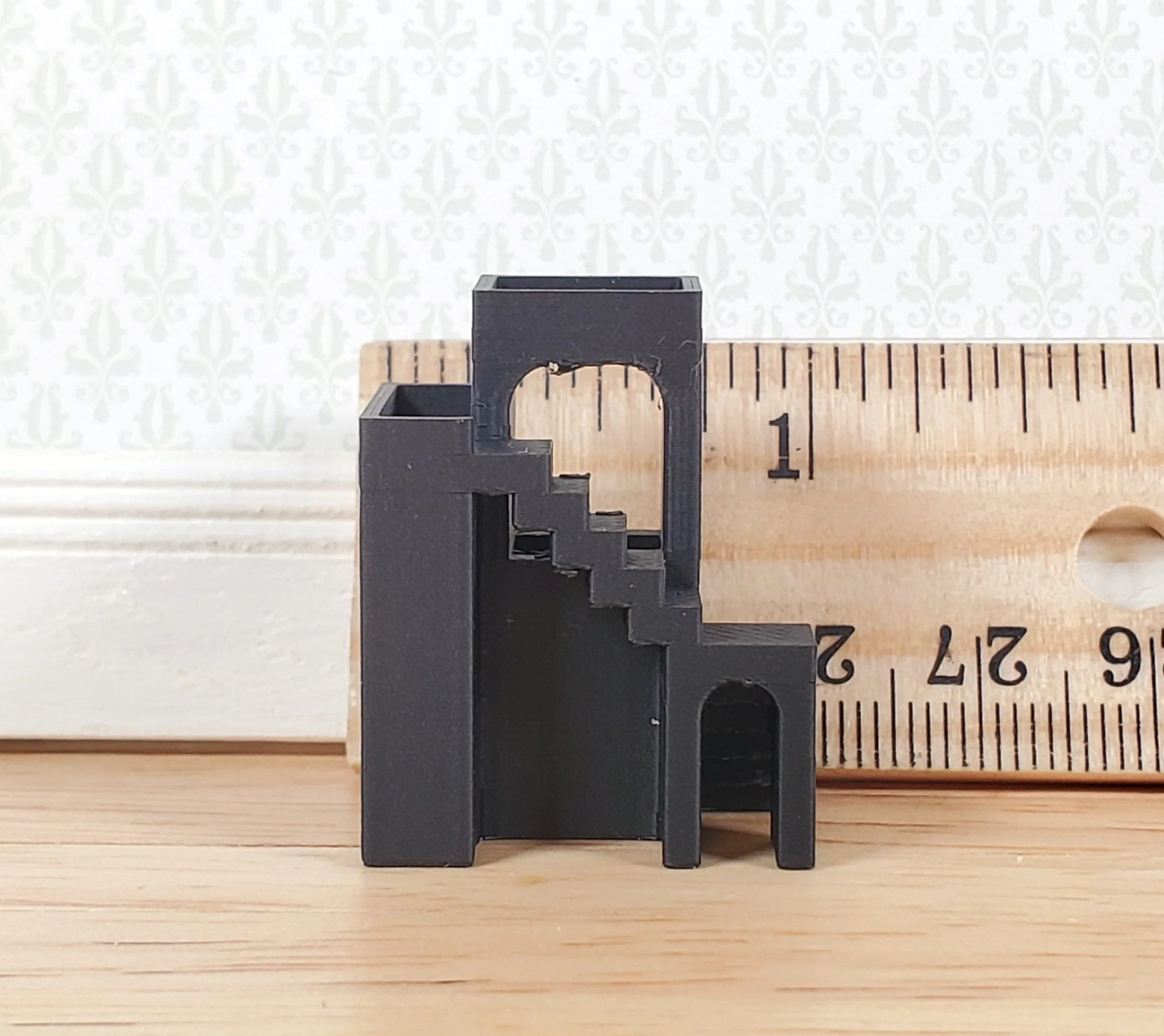 Dollhouse Modern Vase Sculpture Tower of Stairs 1:12 Scale Miniature Black - Image 5