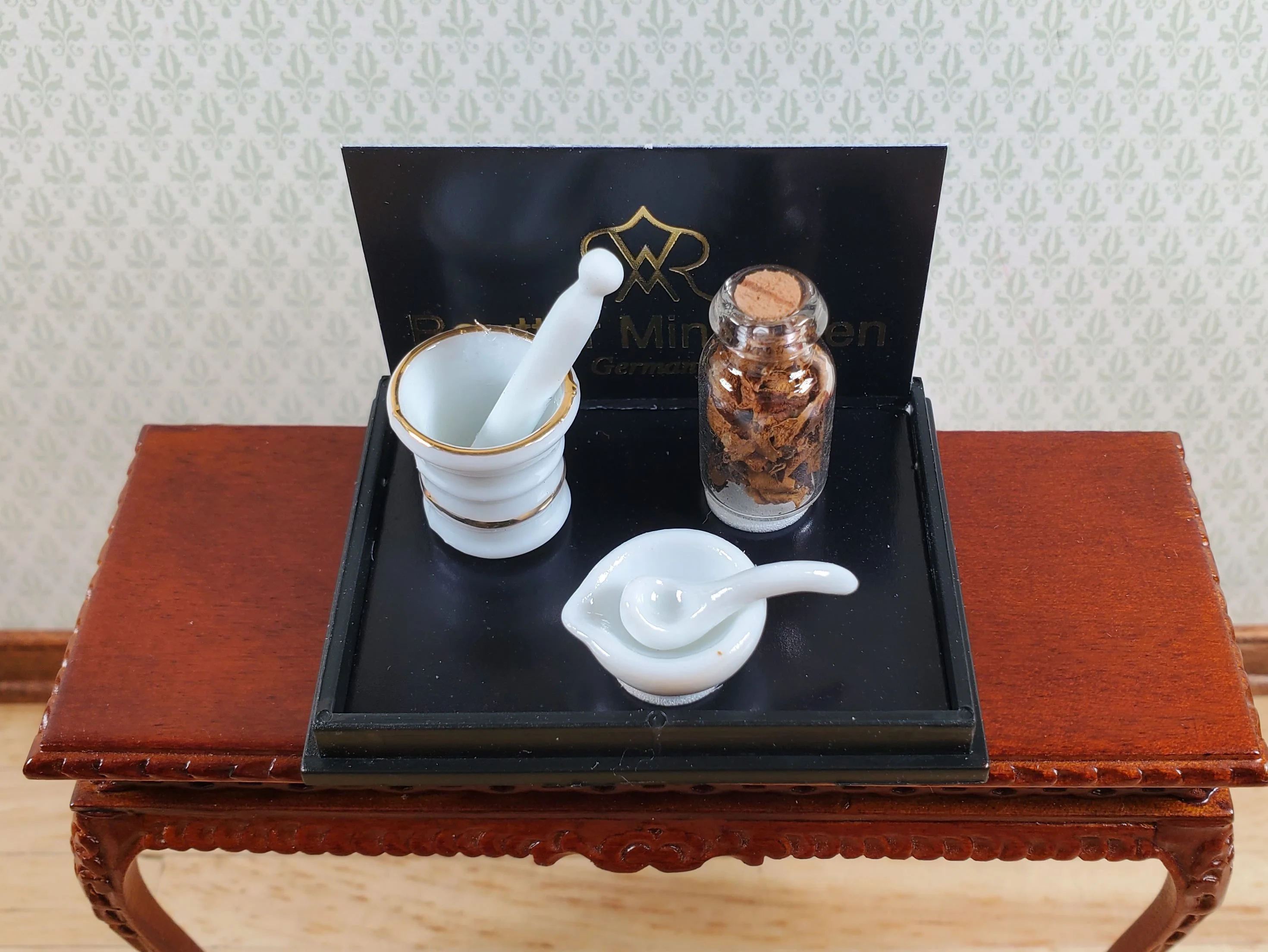 Dollhouse Mortar and Pestle Set Reutter Porcelain 1:12 Scale Miniatures - Image 2