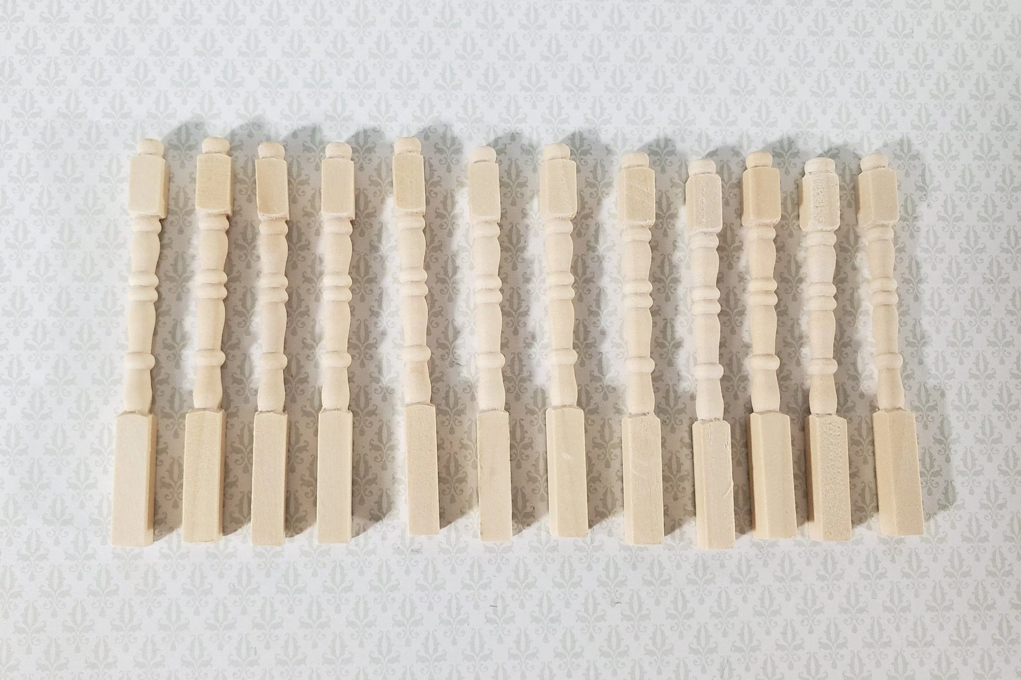 Dollhouse Narrow Newel Posts Spindles Set of 12 1:12 Scale Miniatures 2 3/8" Tall