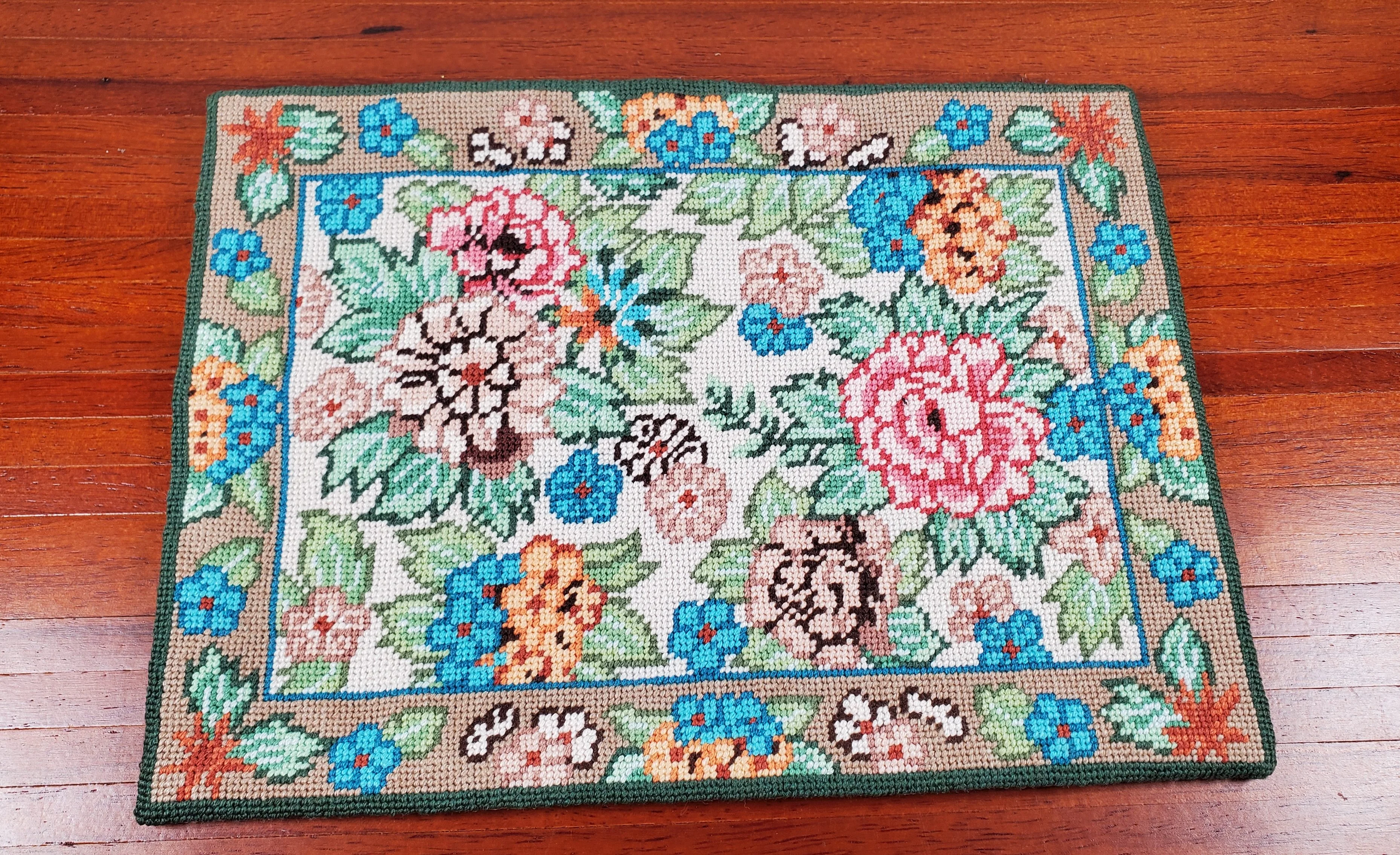 Dollhouse Needlepoint Rug Large Aubusson Style 1:12 Scale Carpet Floral