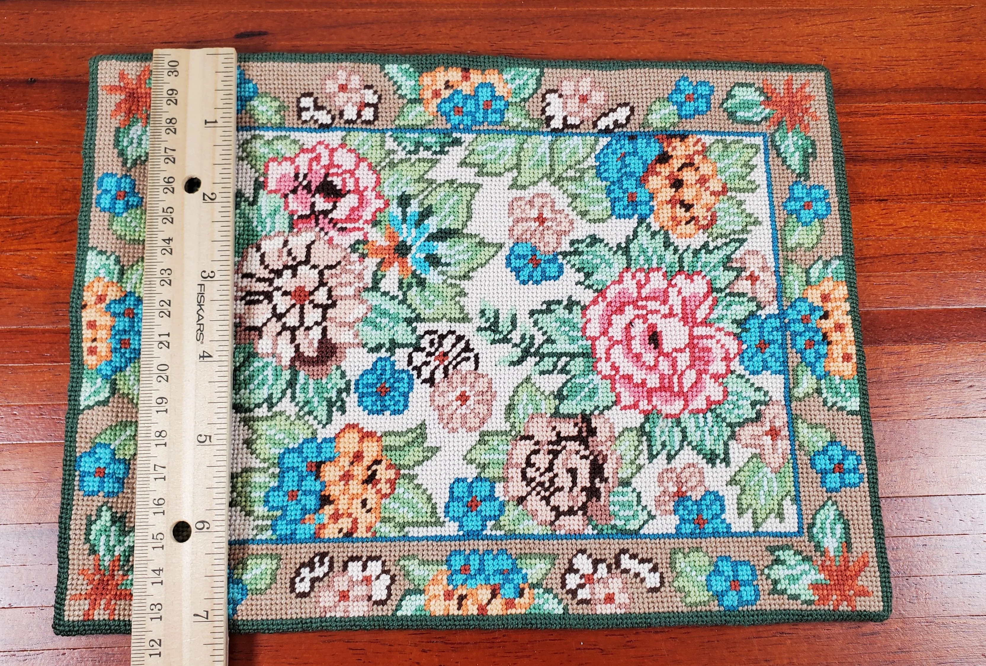 Dollhouse Needlepoint Rug Large Aubusson Style 1:12 Scale Carpet Floral - Image 5