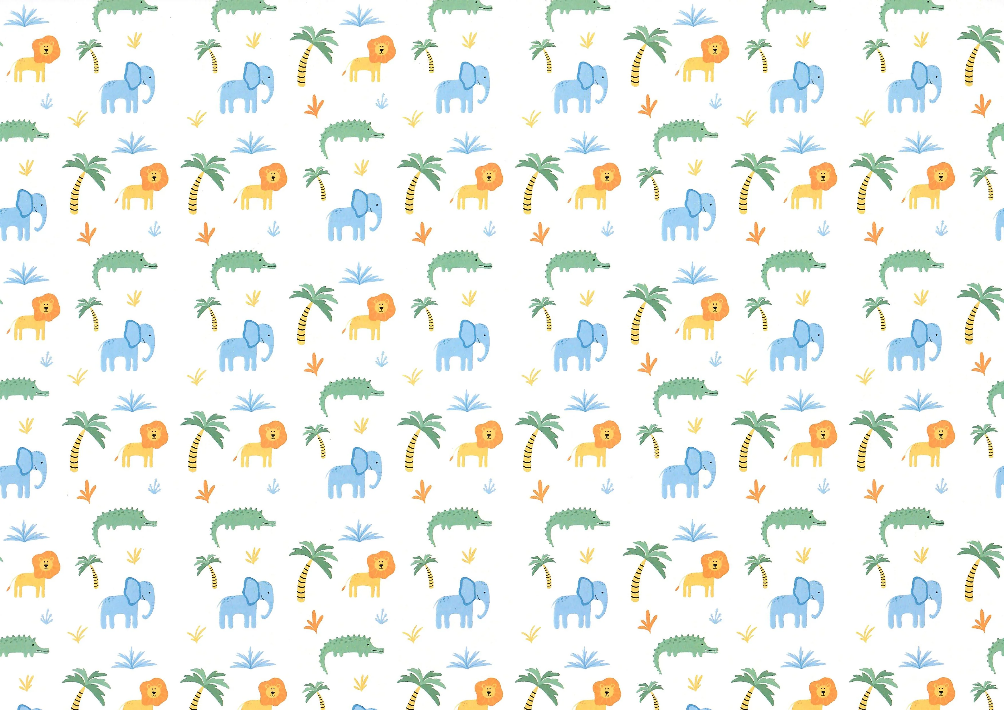 Dollhouse Nursery Safari Wallpaper 3 Sheets Elephants Lions 1:12 Scale Miniature